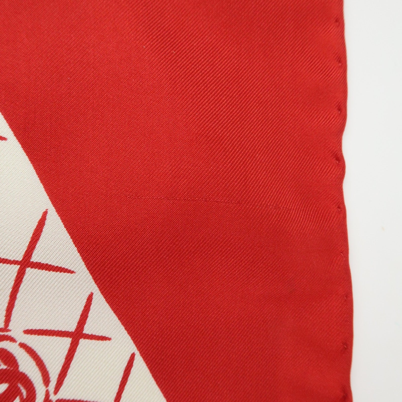 CHANEL Silk 100% Scarf Matelasse Bag Motif Red White