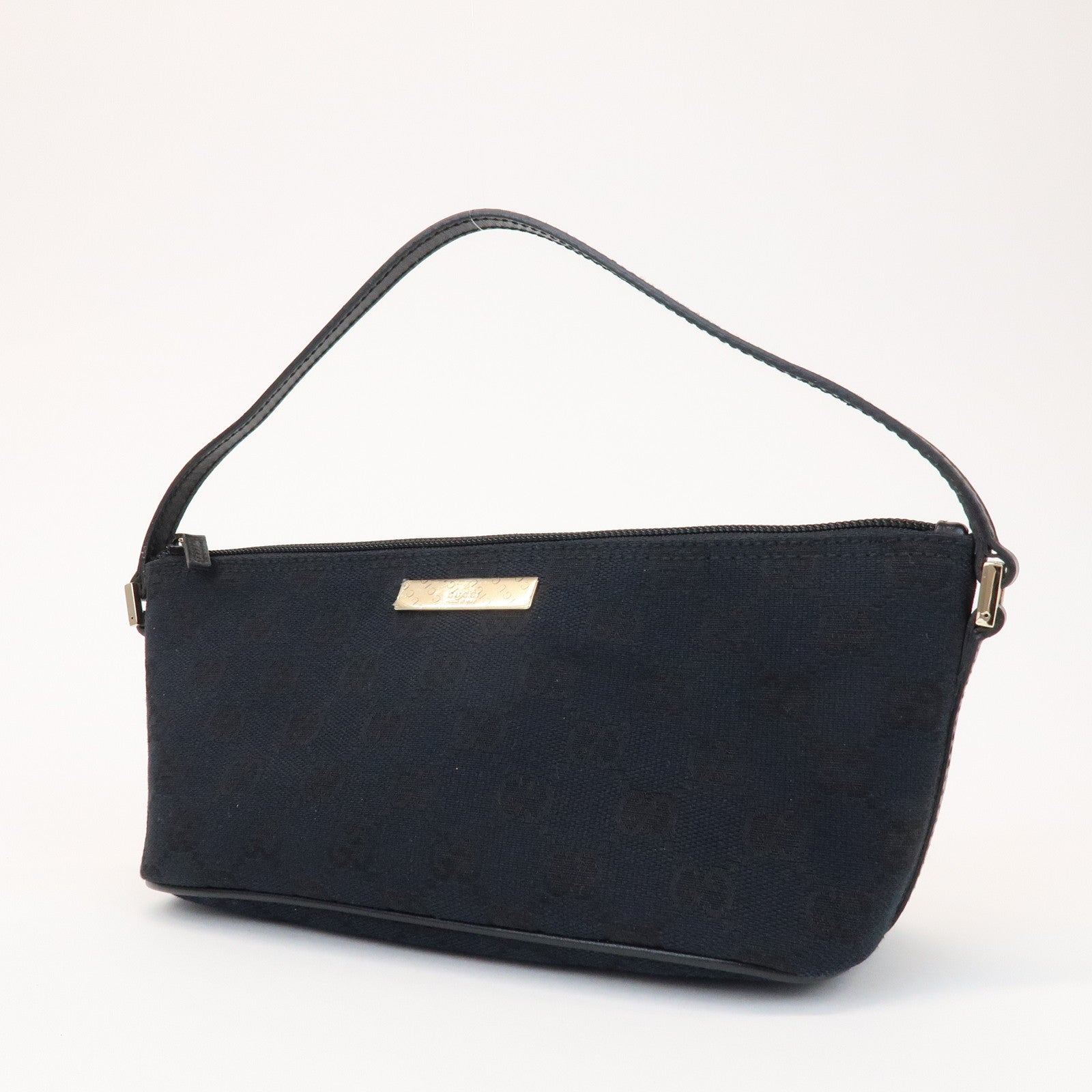 GUCCI Boat Bag GG Canvas Leather Accessory Pouch Hand Bag 039・1103