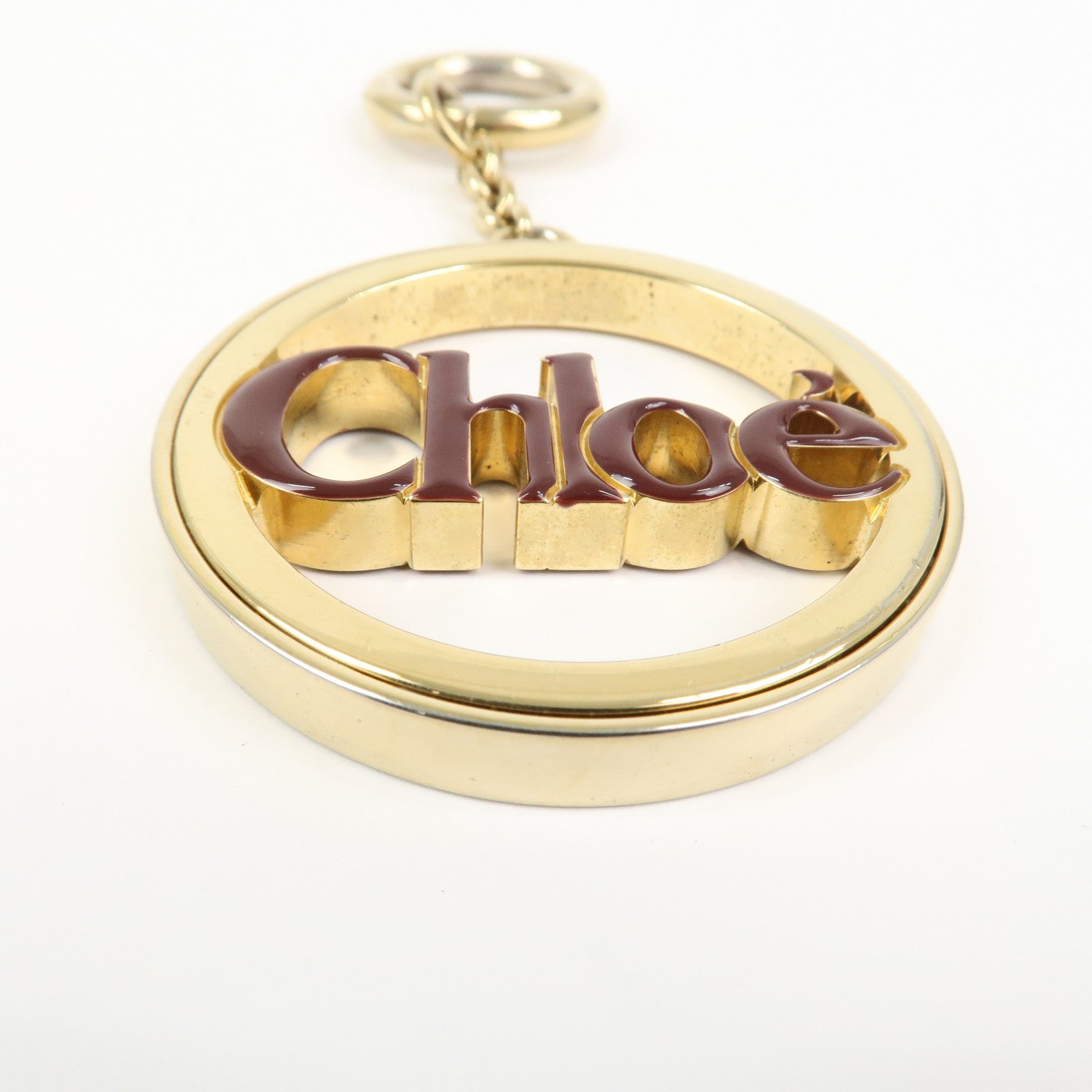 Chloe Metal Bag Charm Key Charm Key Chain Gold Brown