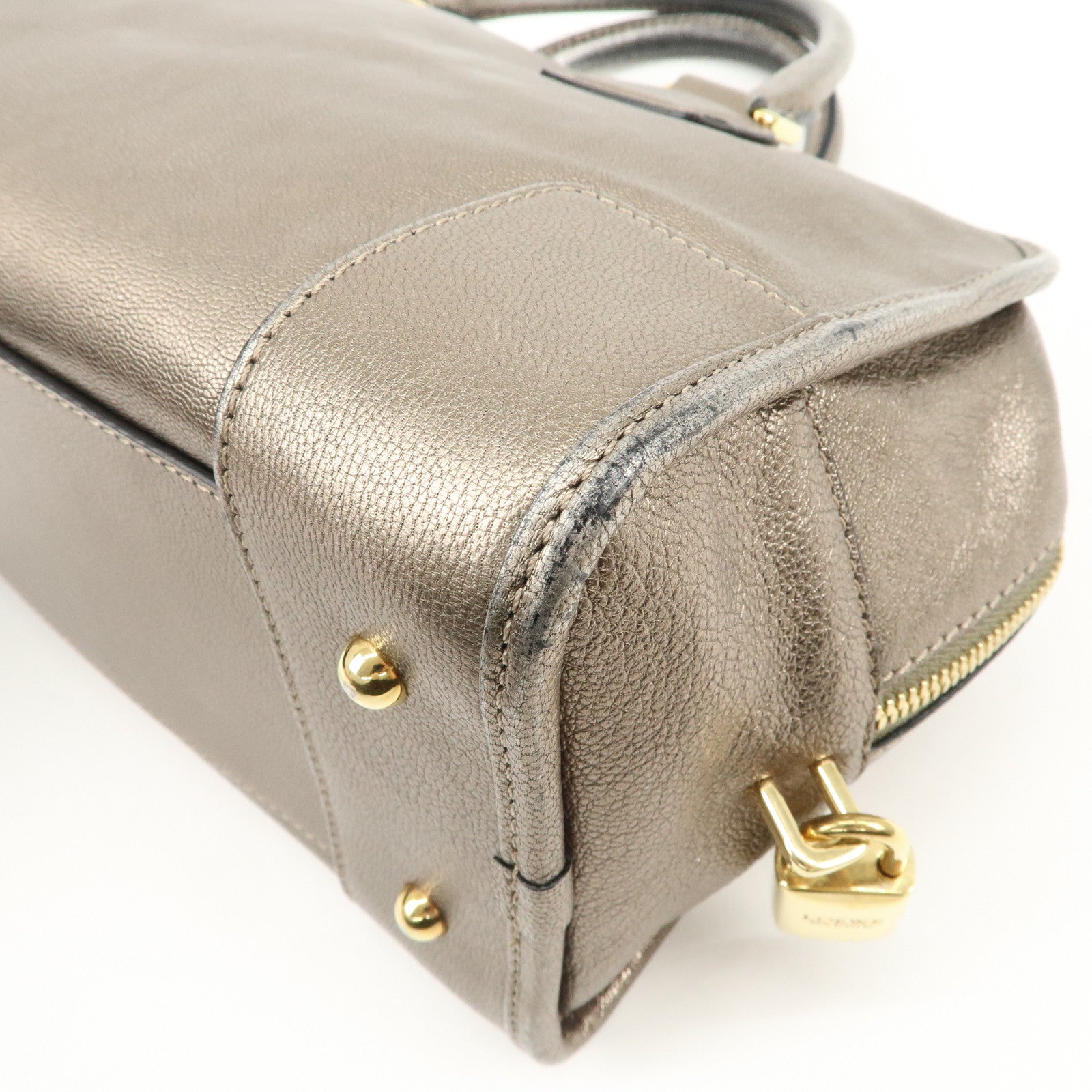 LOEWE Anagram Leather Amazona 28 Hand Bag Champagne gold Used