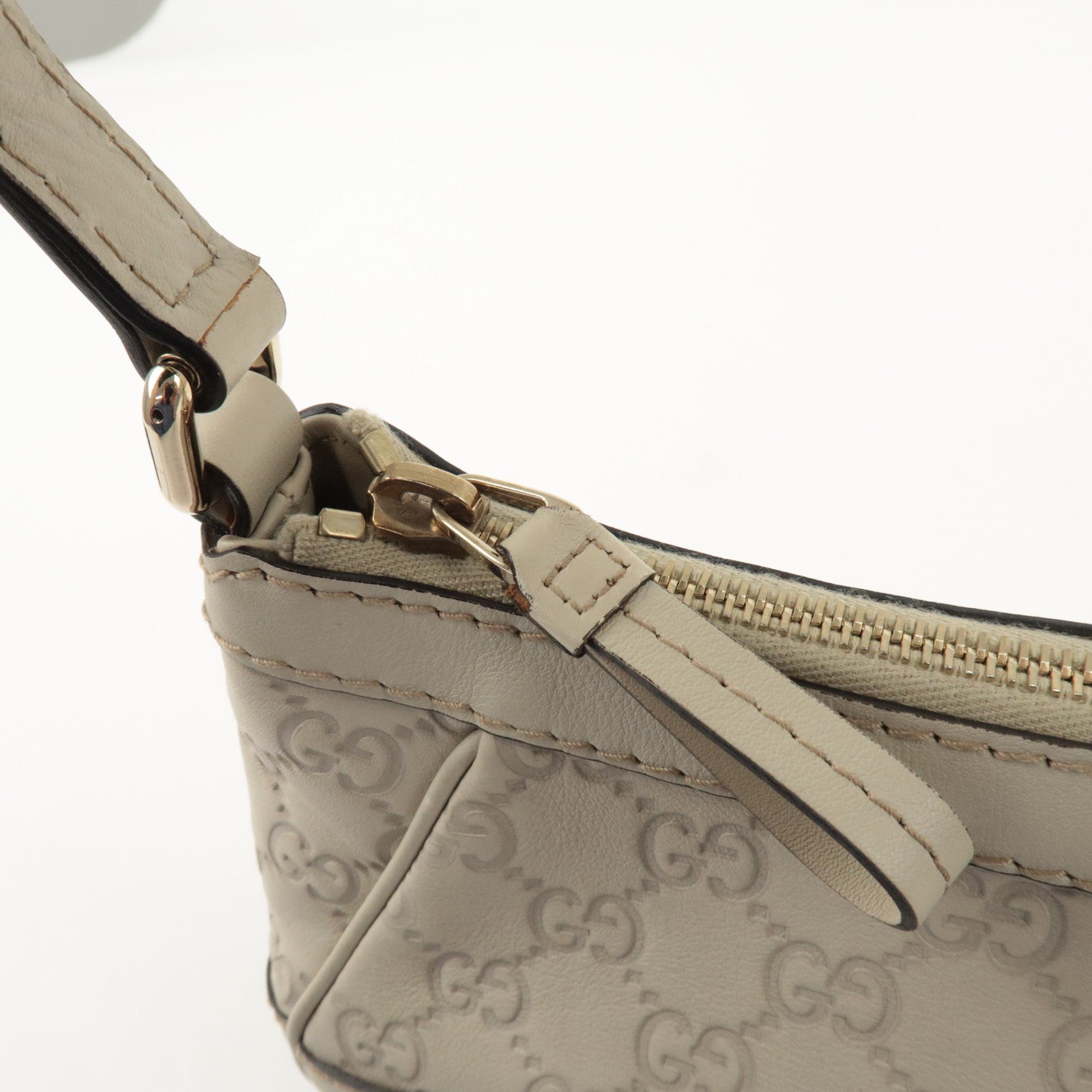 GUCCI Guccissima Mayfair Leather Shoulder Hand Bag Ivory 269893 Used