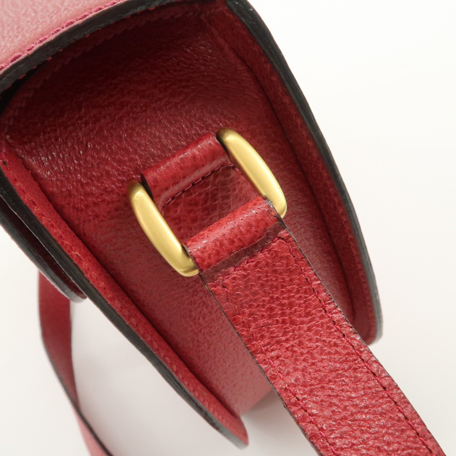 GUCCI Bamboo Leather Shoulder Bag Crossbody Bag Red 001・113・1622