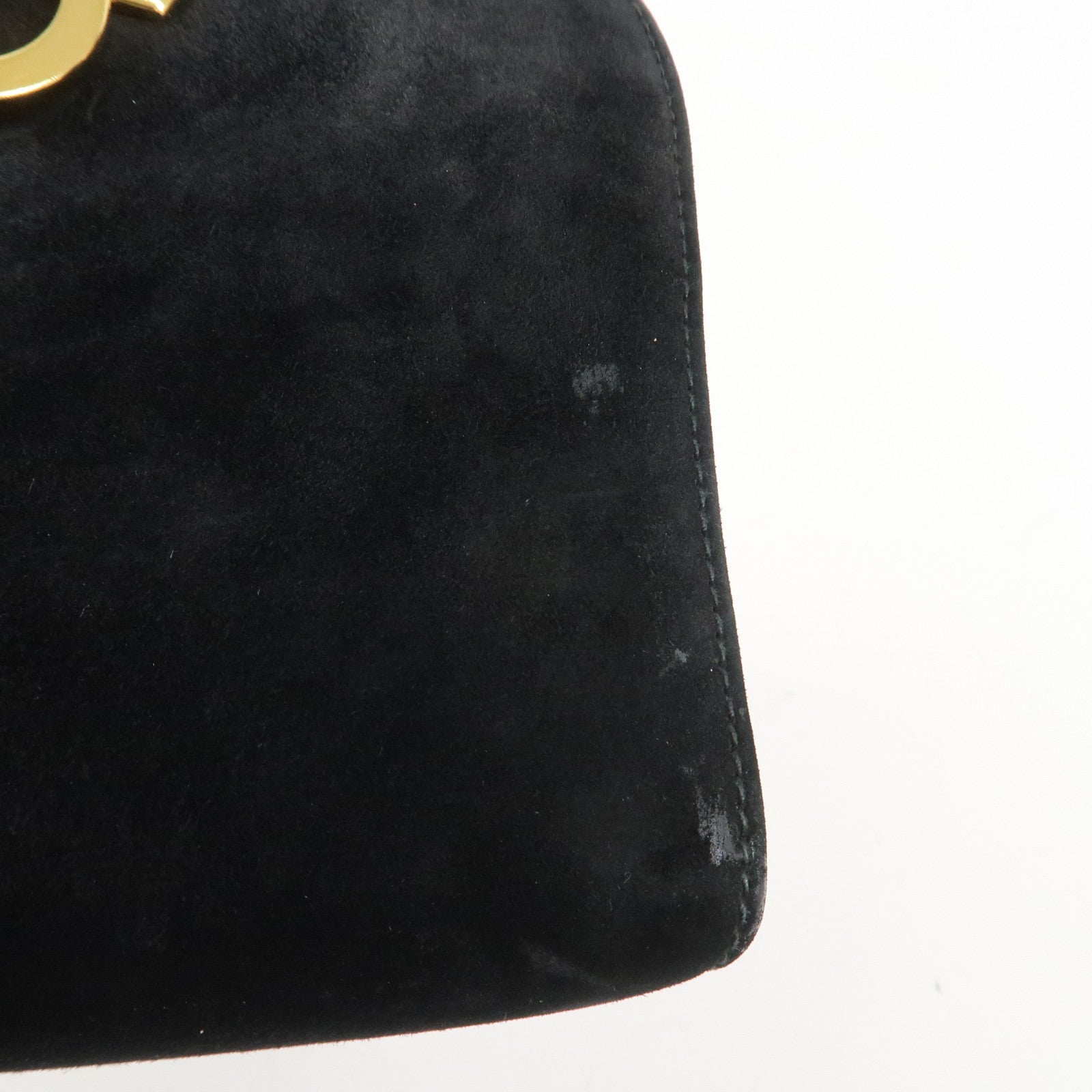 Ferragamo Gancini Suede Leather Chain Shoulder Bag Black