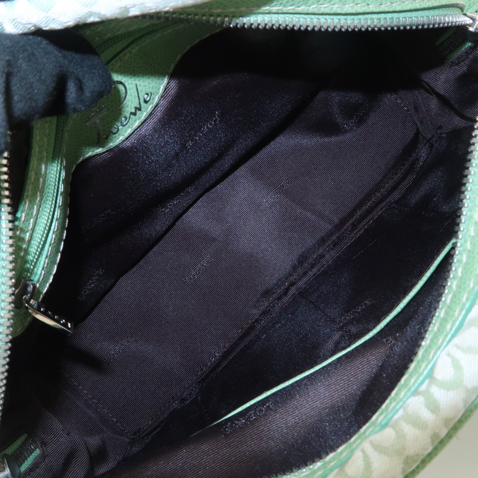 LOEWE Anagram Canvas Leather Hand Bag Light Green