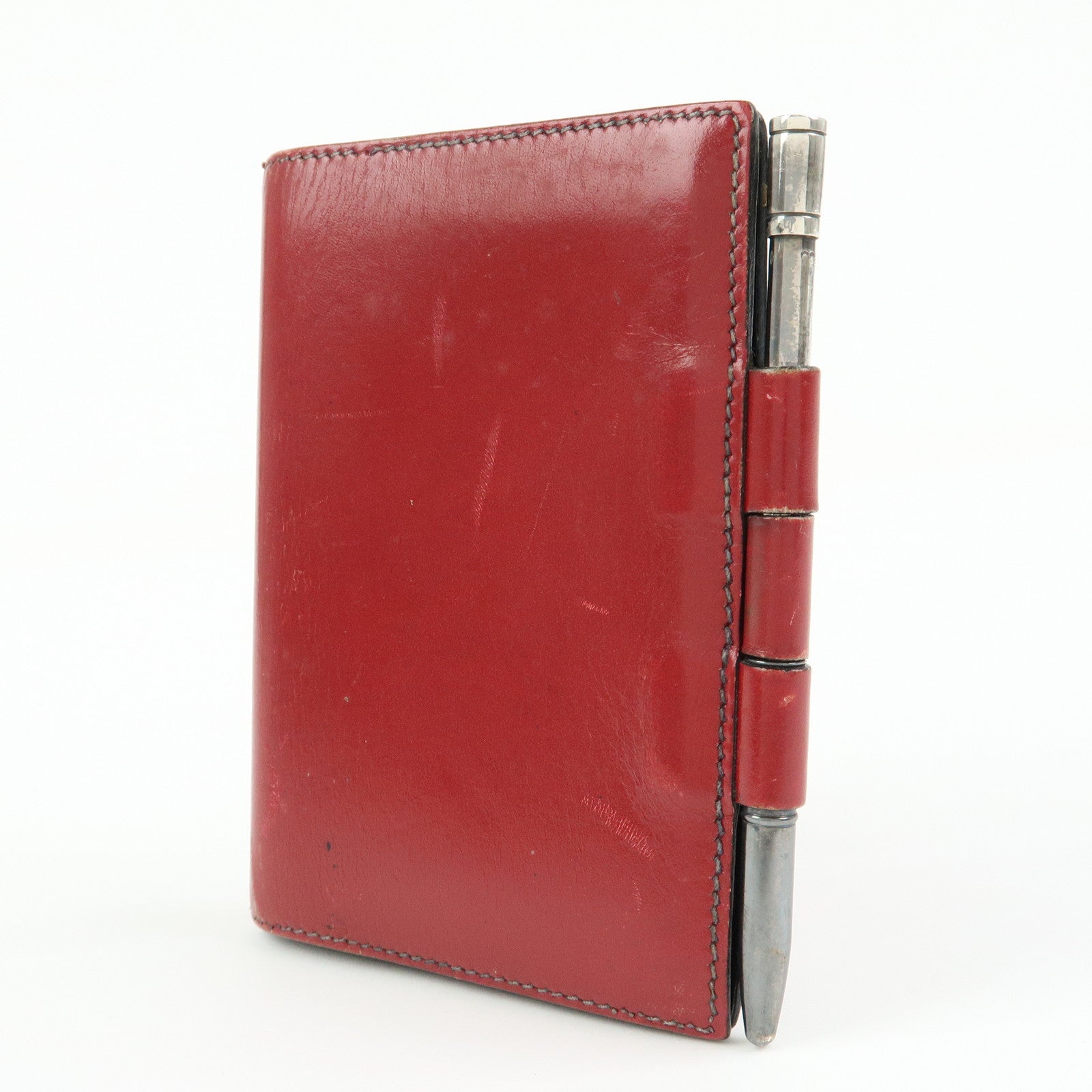 HERMES Box Calf Leather Agenda PM Planner Cover 〇Q Stamped Red