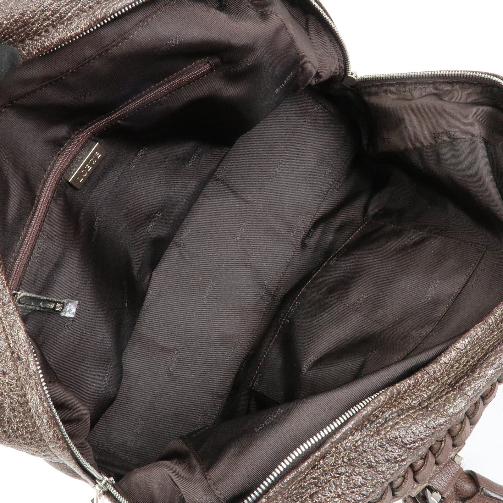 LOEWE Anagram Amazona 36 Leather Hand Bag Boston Bag Brown