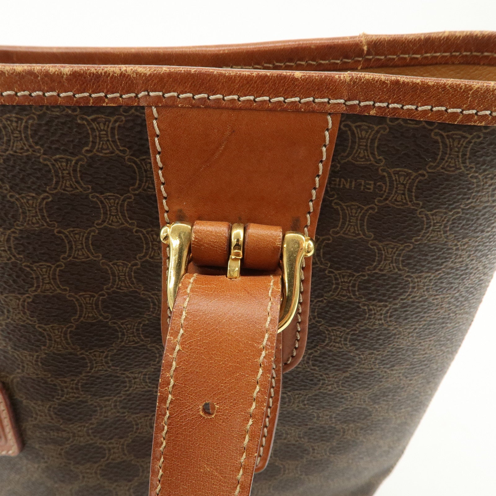 CELINE Macadam PVC Leather Shoulder Bag Tote Bag Brown