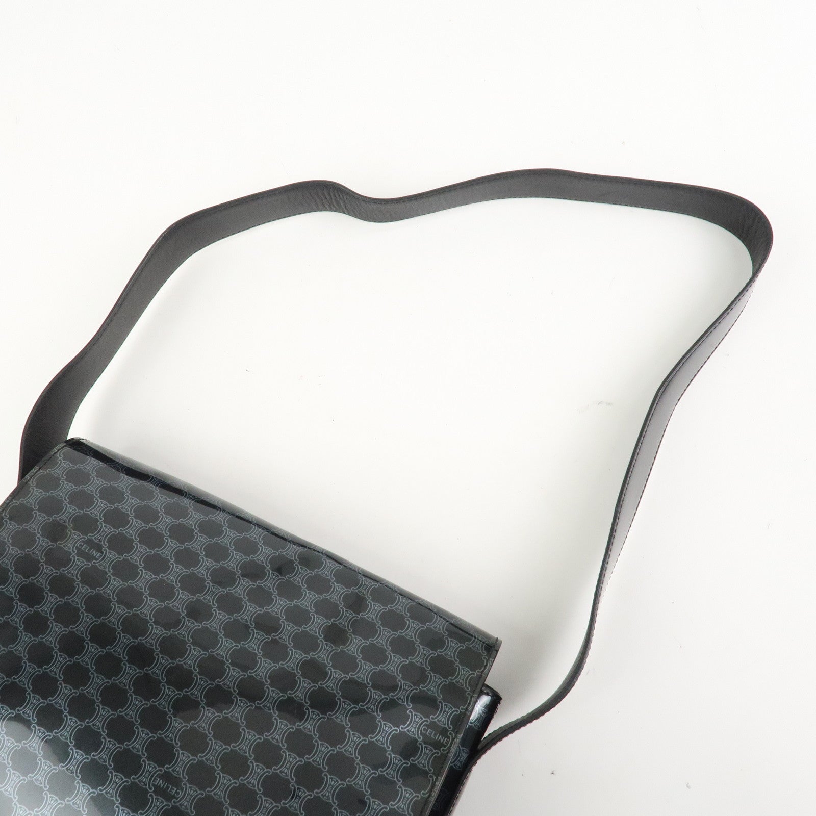 CELINE Macadam Vinyl Leather Shoulder Bag Crossbody Bag Black