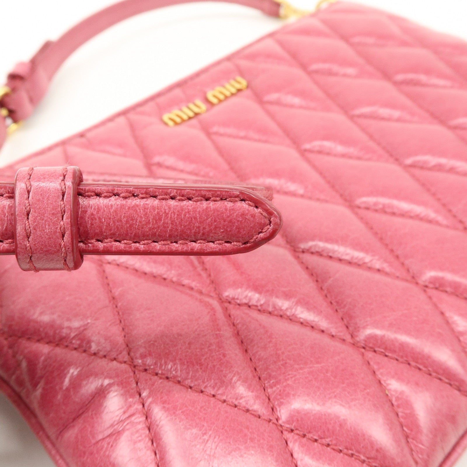 MIUMIU Leather 2Way Shoulder Crossbody Bag Clutch Bag Pink Used