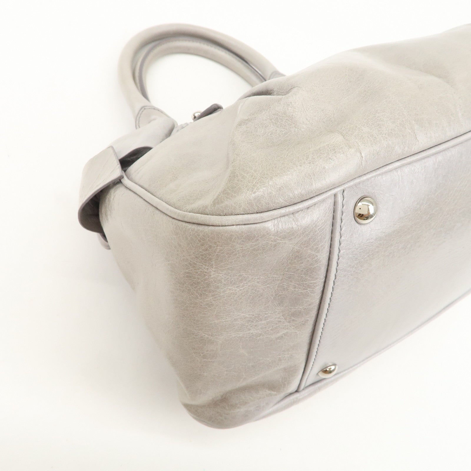 MIU MIU Vitello Lux 2Way Bag Hand Bag Shoulder Bag Gray RN0955
