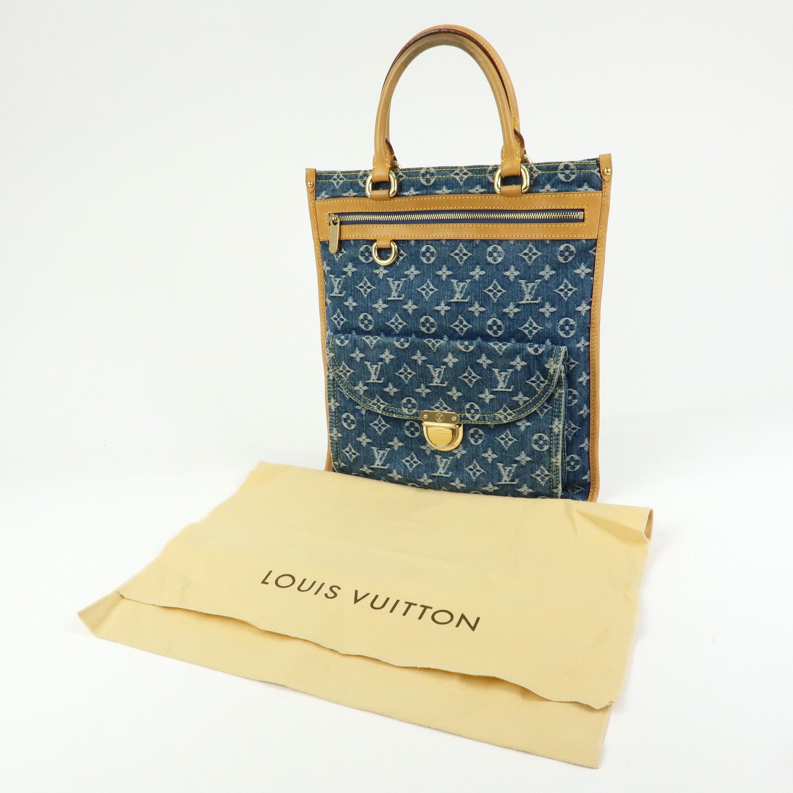 Louis Vuitton Monogram Denim Flat Shopper Tote Bag M95018