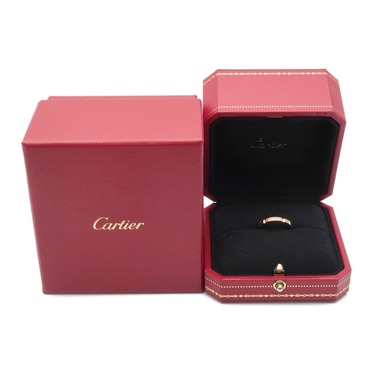 Cartier Maillon Panthere 4P Diamond Ring 750YG #8 Yellow Gold