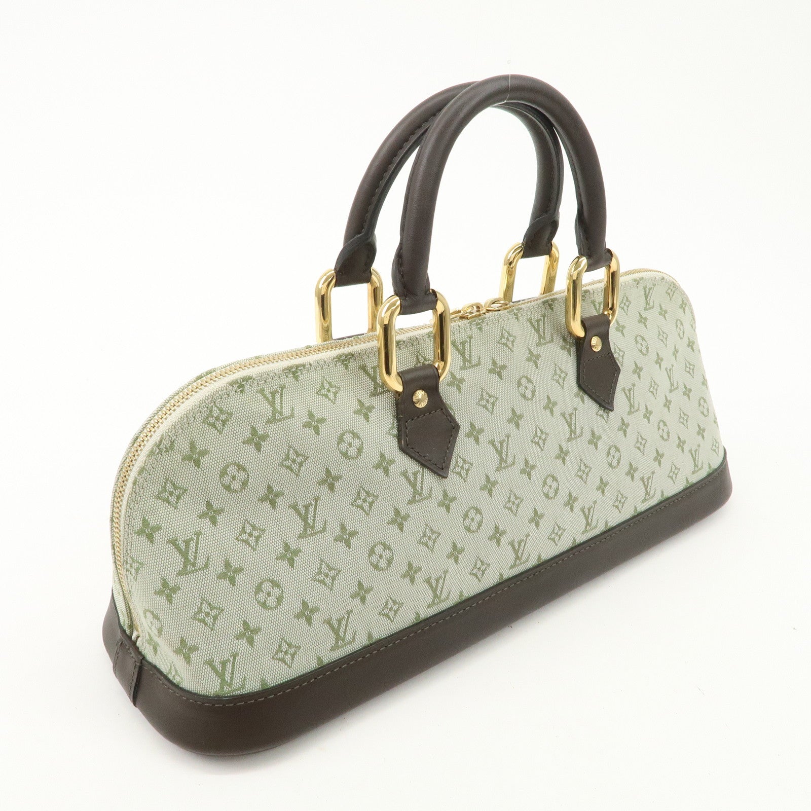 Louis Vuitton Monogram Mini Canvas Alma Long Hand Bag Khaki M92206 Used