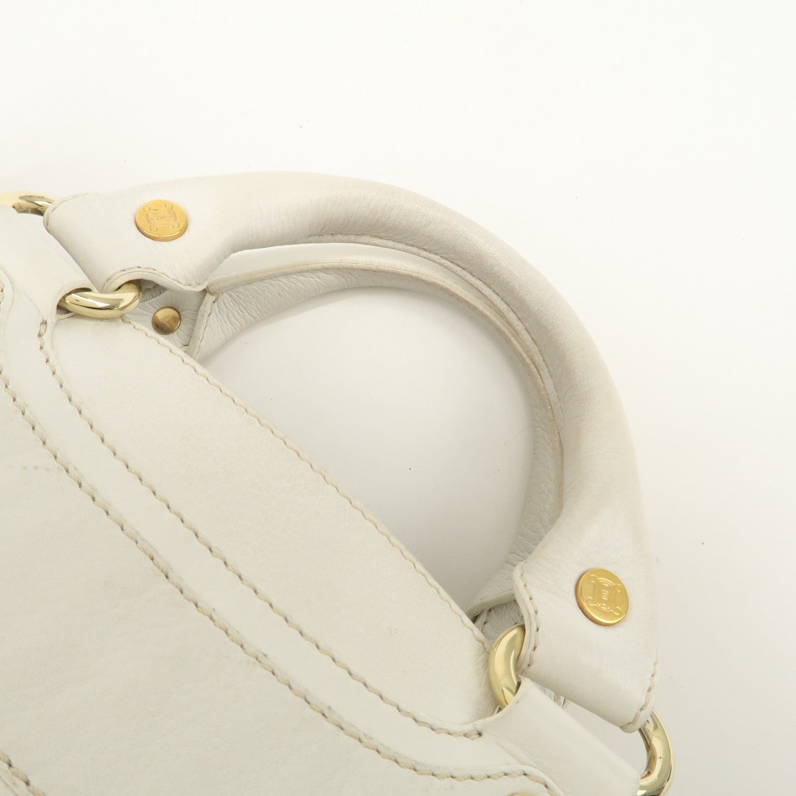 CELINE Leather Boogie Bag Hand Bag Tote Bag Ivory