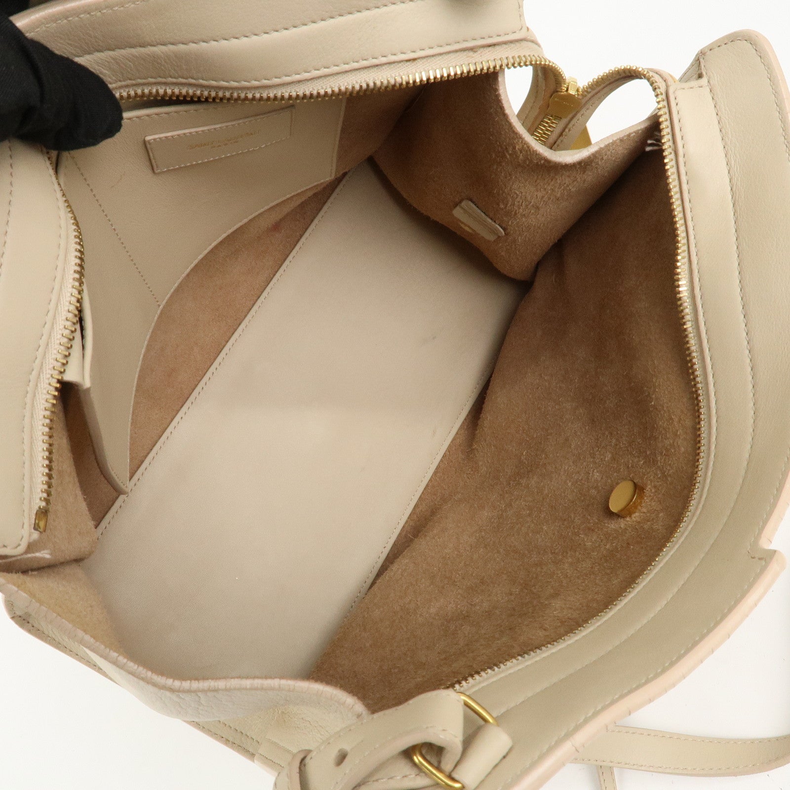 SAINT LAURENT PARIS Leather Petit Cabas Y 2WAY Bag Beige 311210
