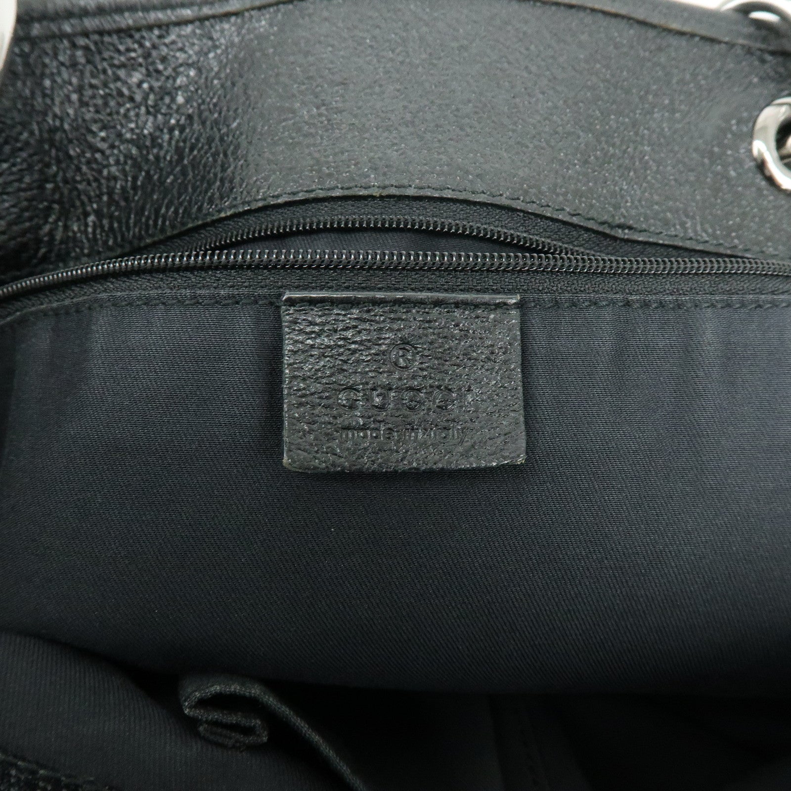 GUCCI GG Canvas Leather Tote Bag Shoulder Bag Black 120836