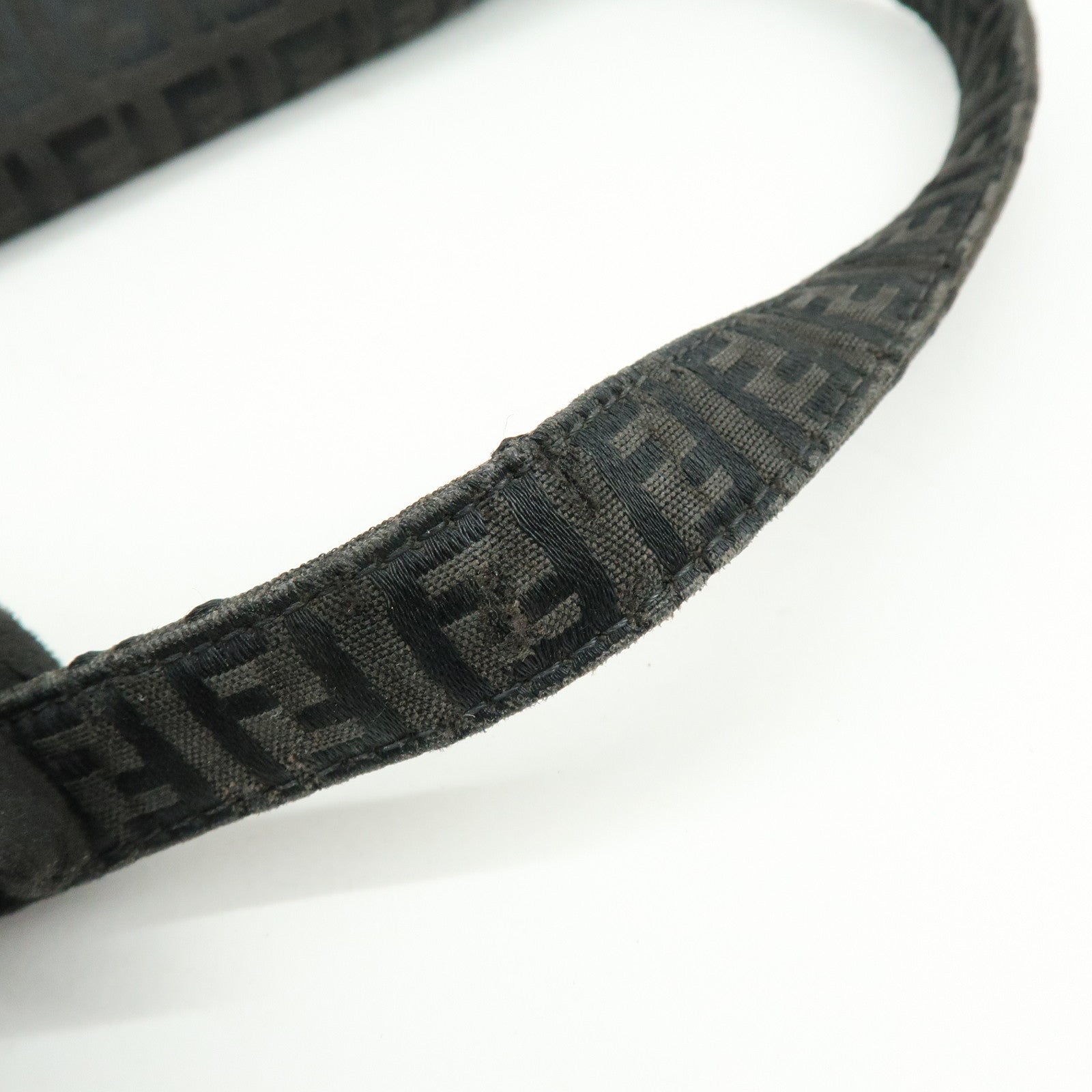 FENDI Zuccino Canvas Mamma Baguette Shoulder Bag Black 8BR001