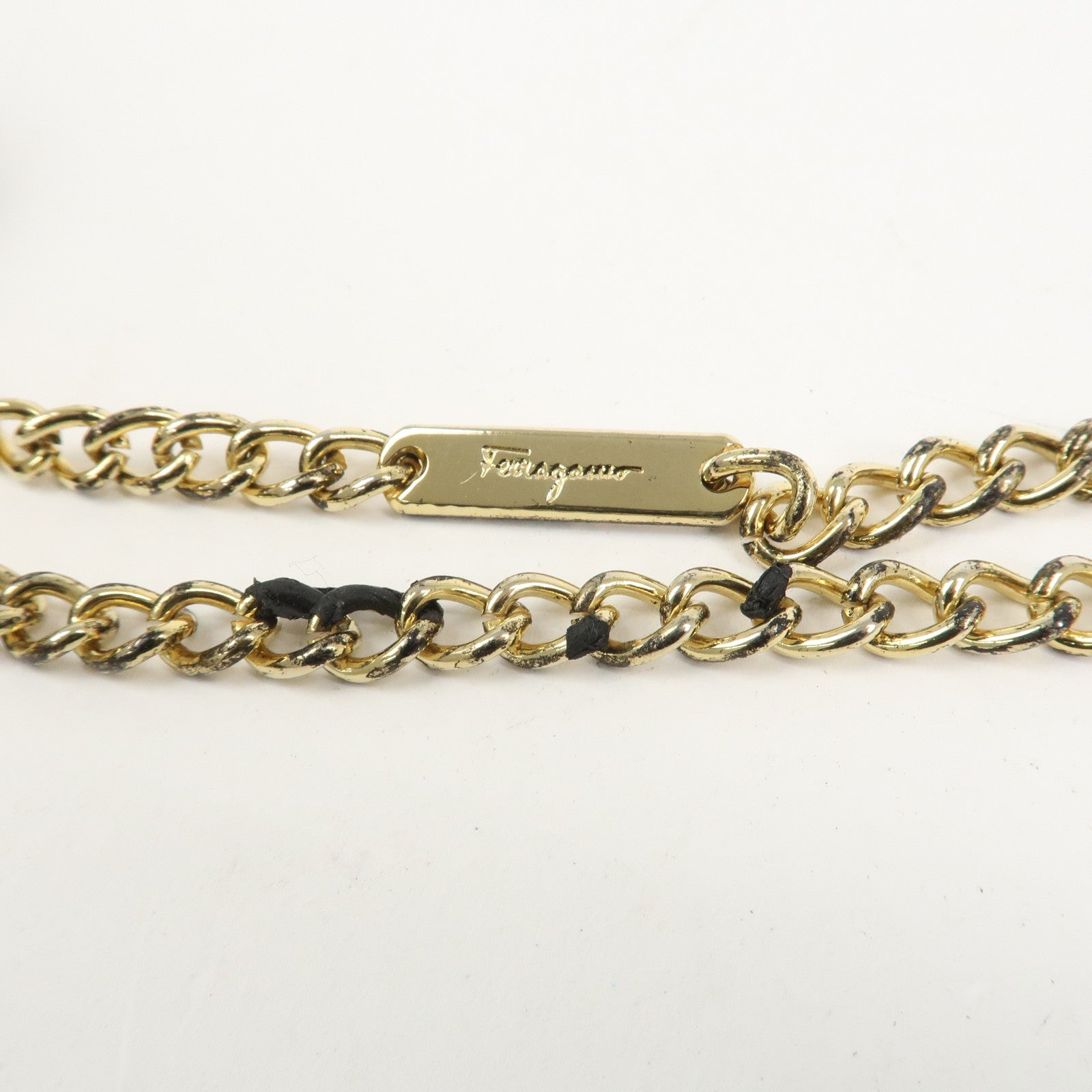 Ferragamo Gancini Suede Leather Chain Shoulder Bag Black