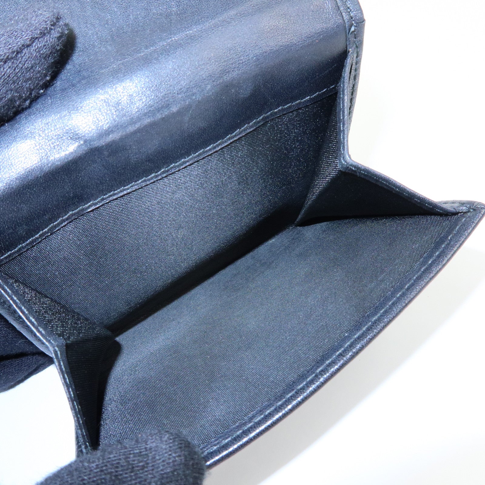 Christian Dior Cannage Lamb Skin Bi-fold Compact Wallet Black