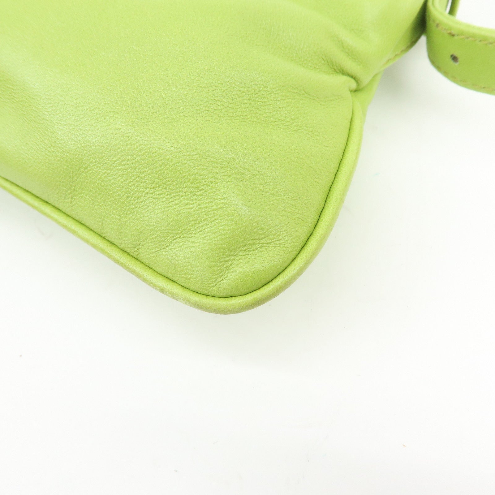 FENDI Leather Shoulder Bag Crossbody Bag Light Green 26685