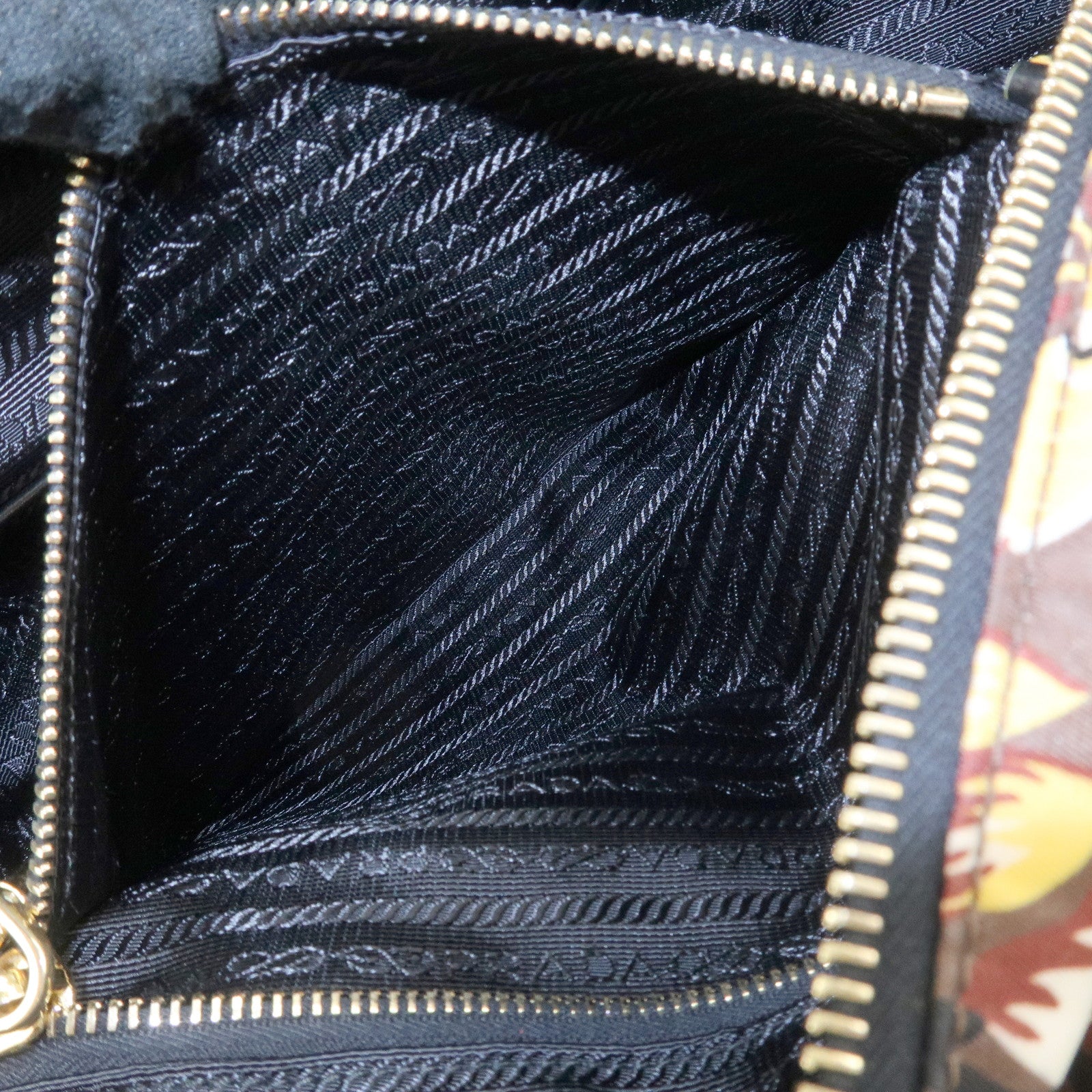 PRADA Triangle Logo Nylon Leather 2Way Bag Shoulder Bag Hand Bag Floral Print Brown Yellow BN2741 Used