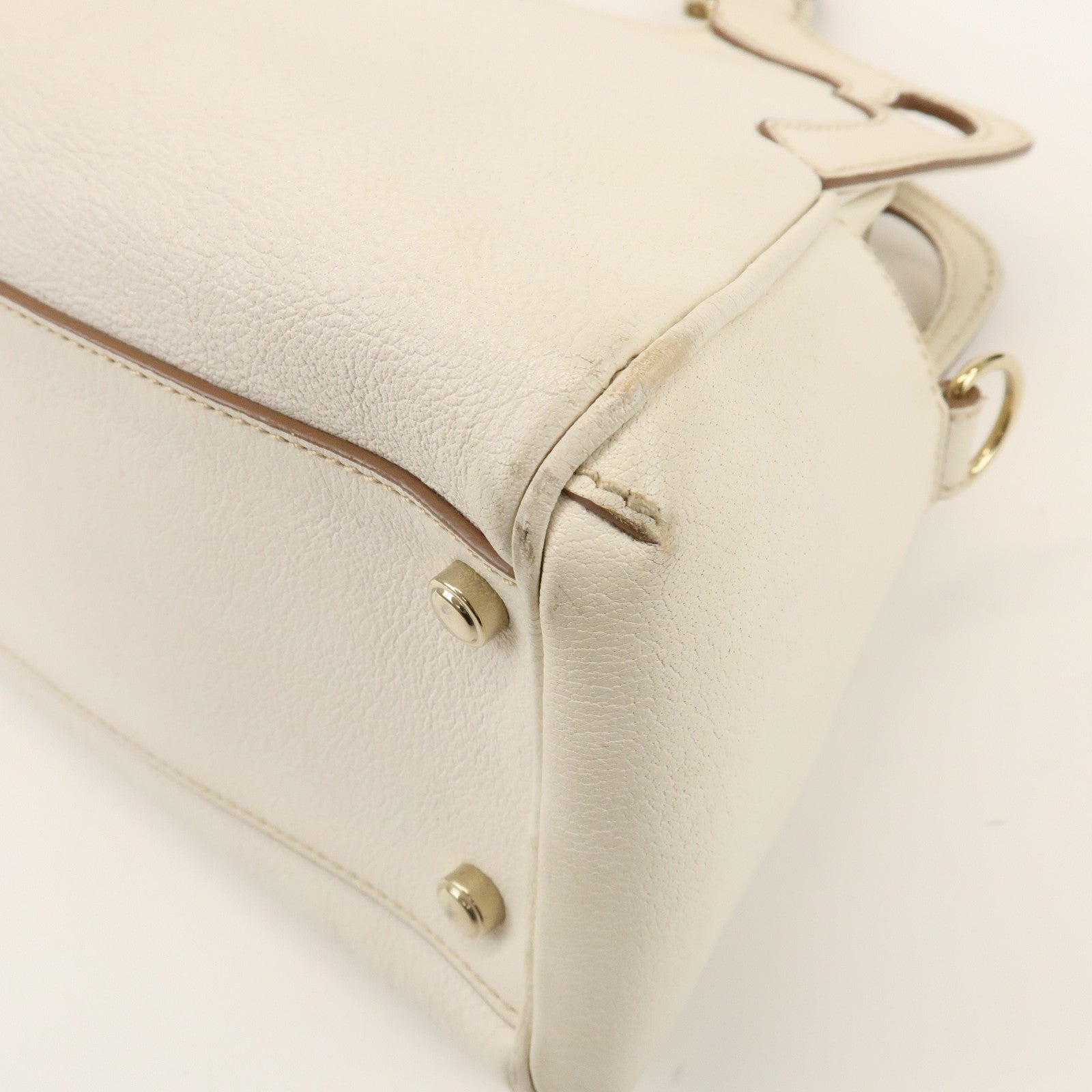 Cartier Must Line Marcello Leather 2Way Hand Bag Tote Bag White