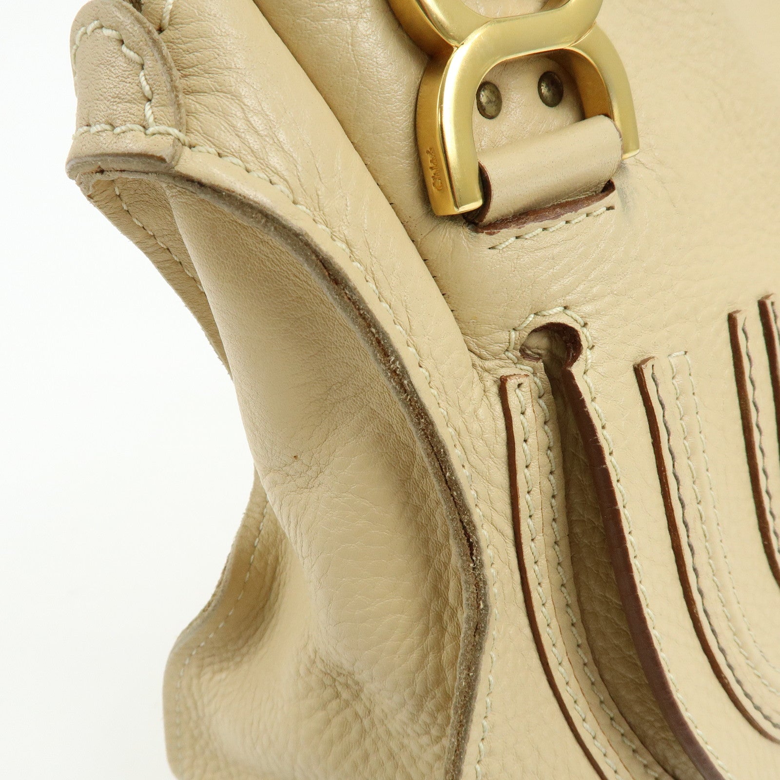 Chloe Mercy Leather Shoulder Bag Hand Bag Beige