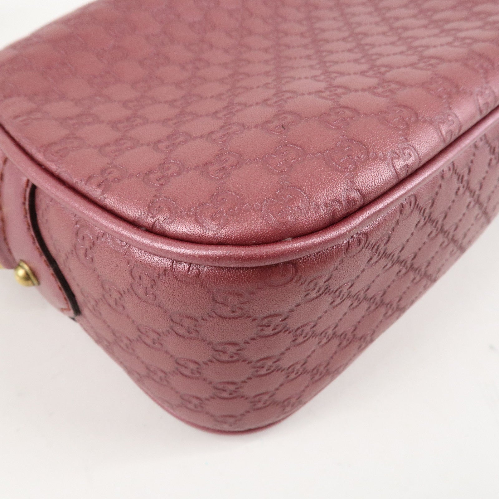 GUCCI Micro Guccissima Leather Shoulder Bag Metallic Pink 309538 Used