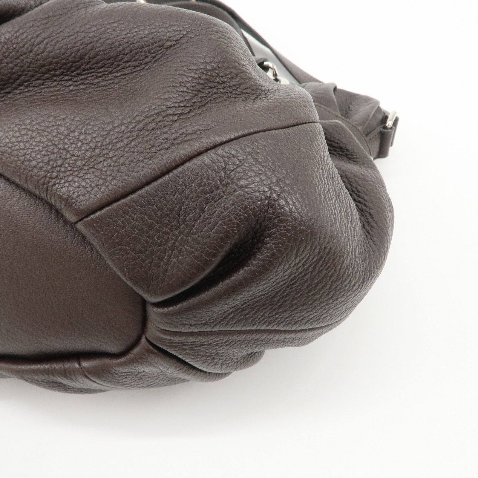 CELINE Macadam Pillow Small Leather 2Way Bag Dark Brown