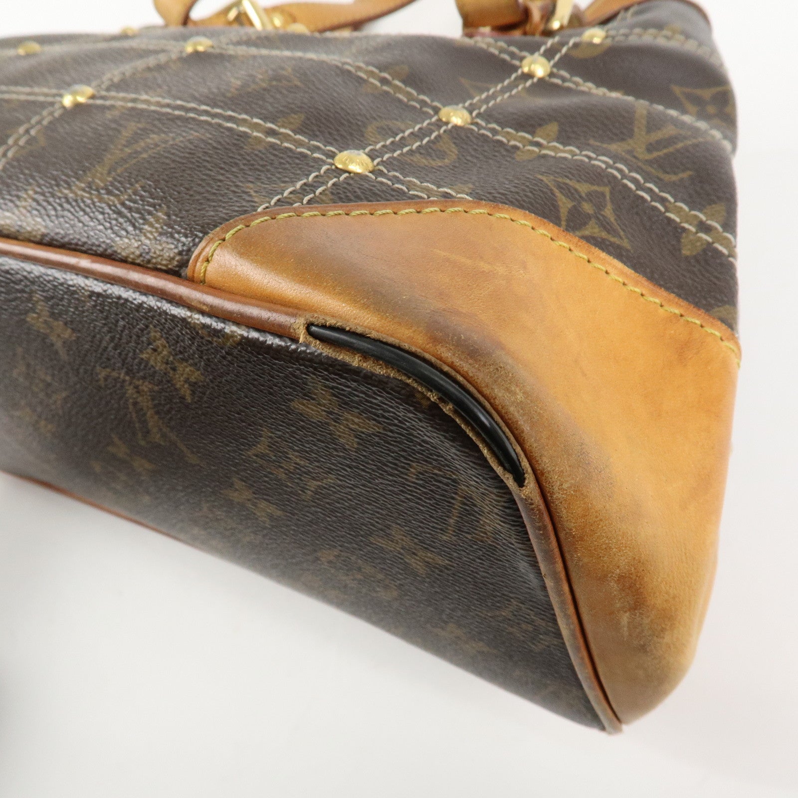 Louis Vuitton Monogram Canvas Rivet Hand Bag Shoulder Bag M40140 Used