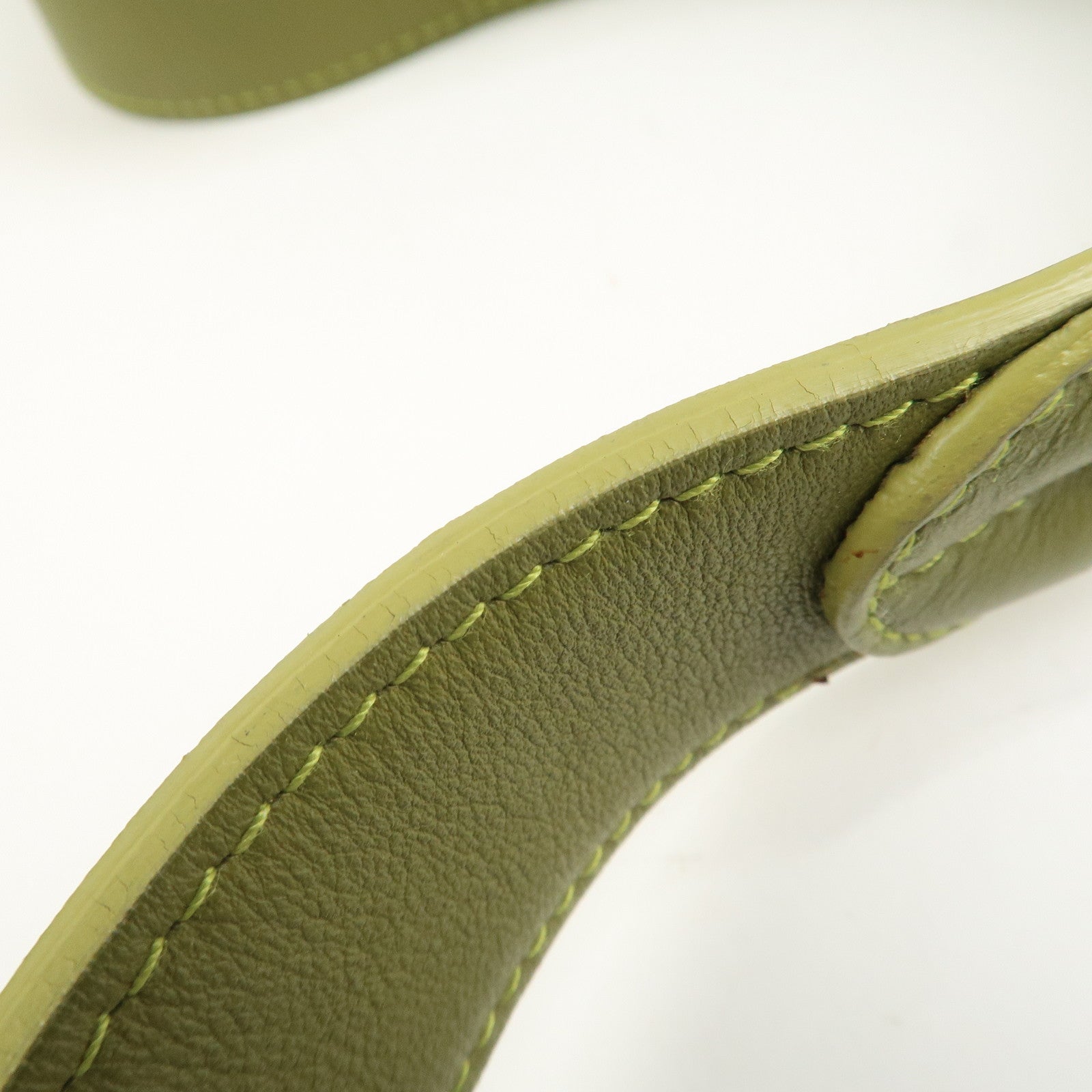 LOEWE Anagram Leather Suede Shoulder Bag Green Silver HDW Used