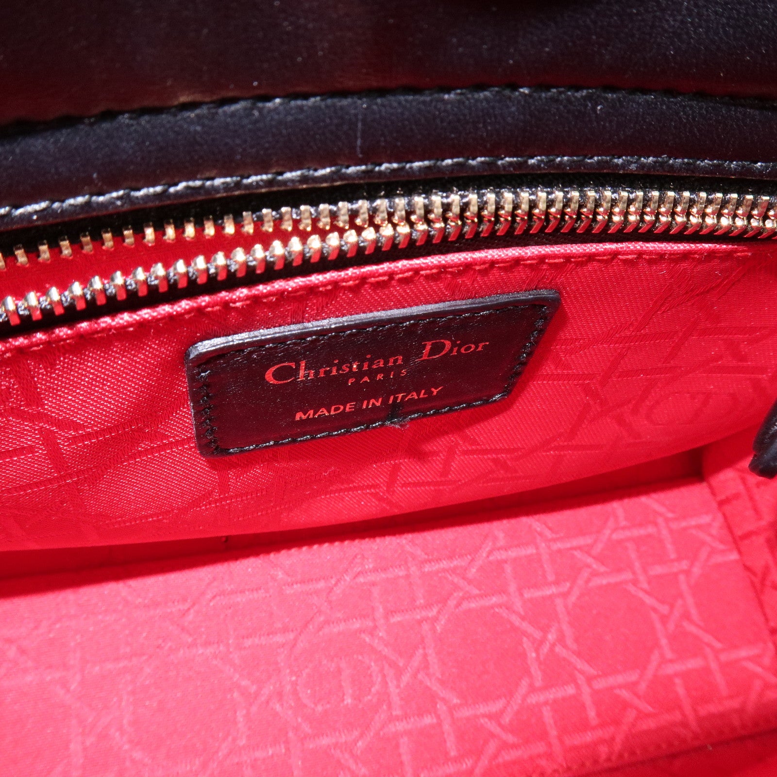 Christian Dior Lady Dior Cannage Lamb Skin 2Way Bag Hand Bag Black