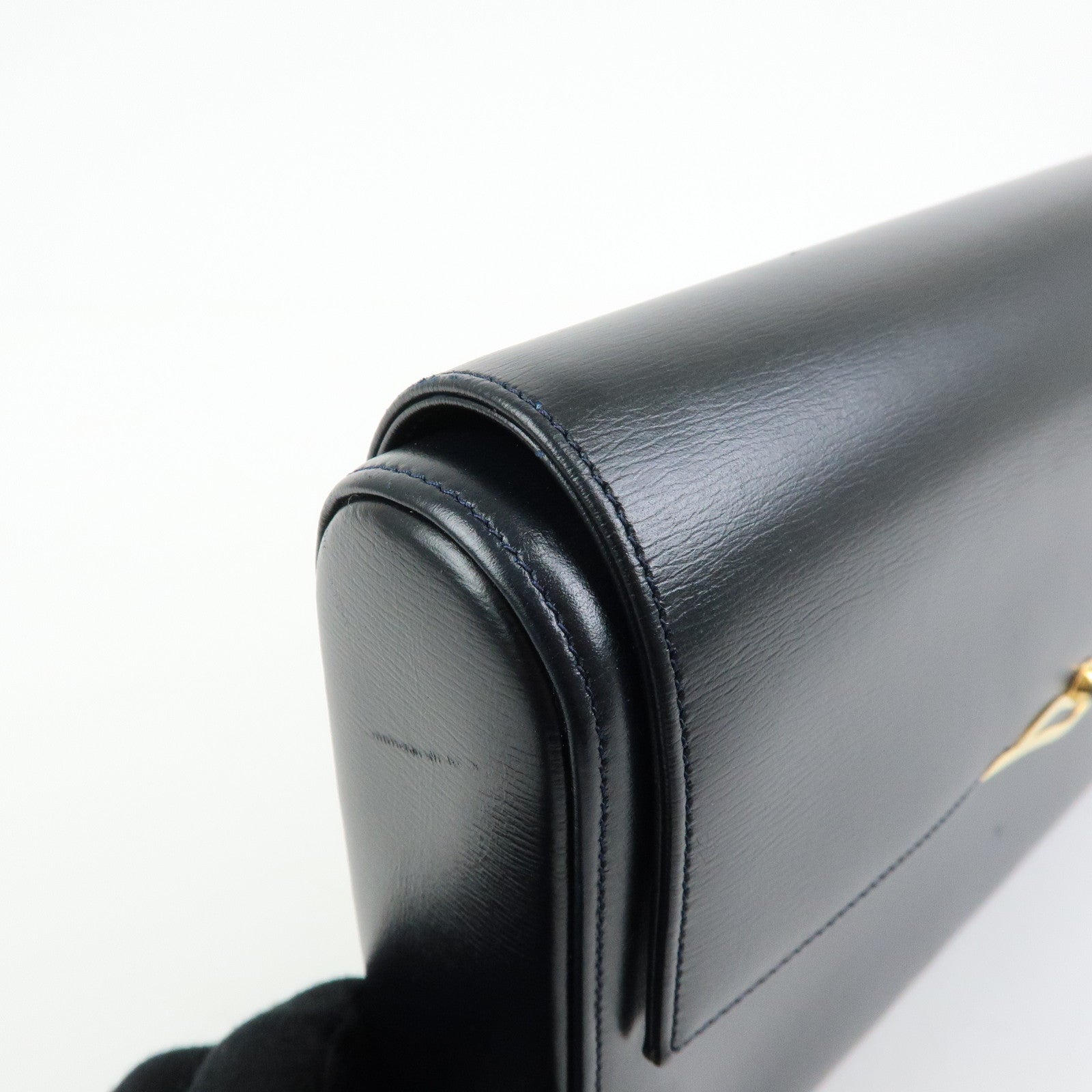 Cartier Sapphire Line Leather Clutch Bag Flat Pouch Dark Navy