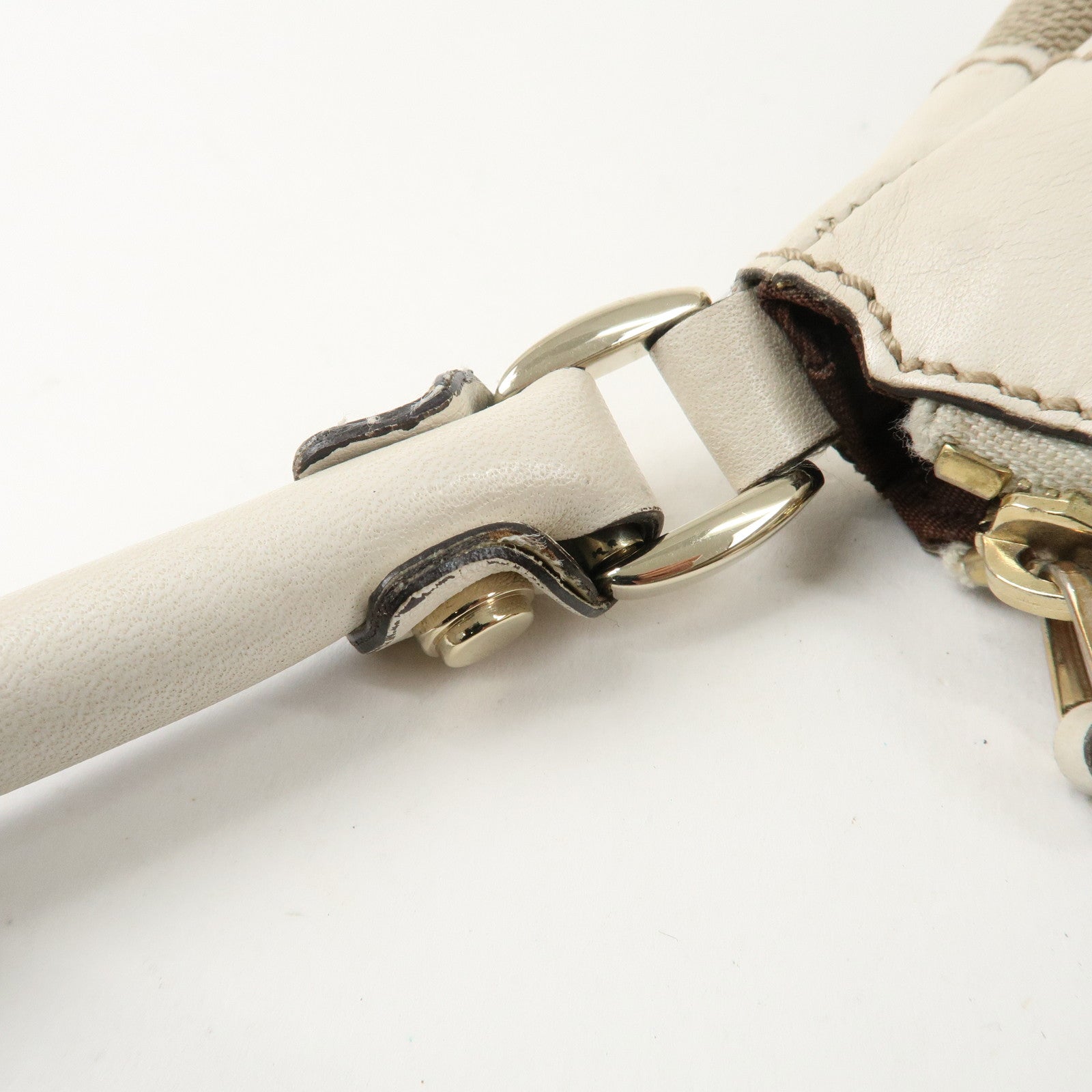 GUCCI Abbey GG Canvas Leather Shoulder Bag Beige 190525 Used