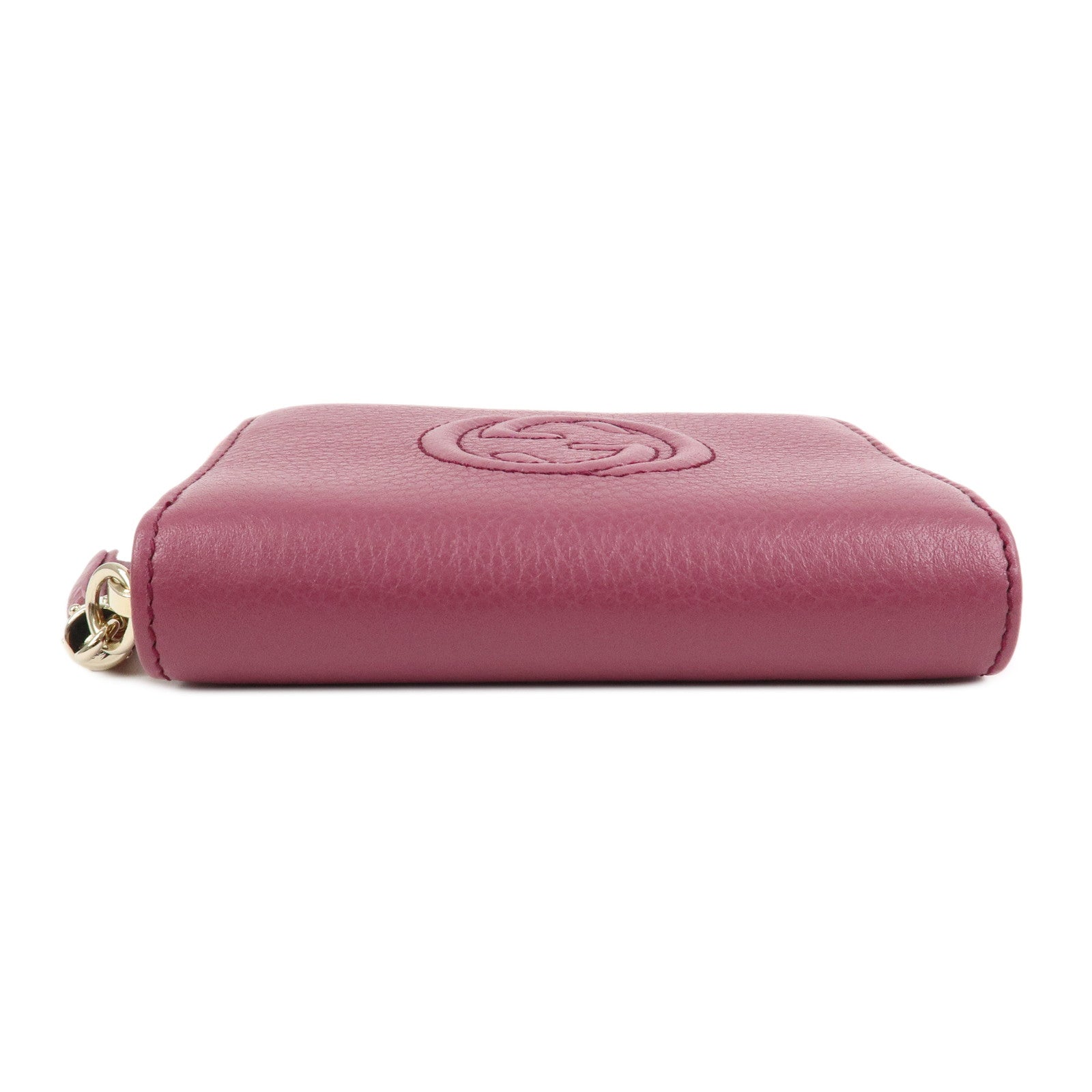 GUCCI SOHO Leather Round Zippy Compact Wallet Purple 351484