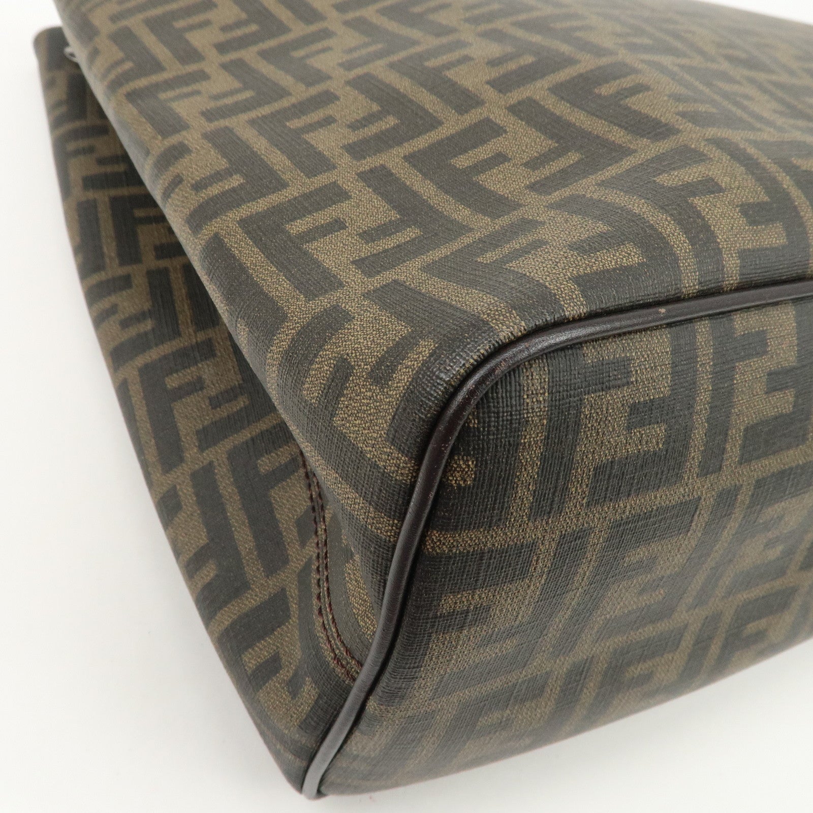 FENDI Zucca PVC Canvas Tote Bag Shoulder Bag Black Brown 7VA271