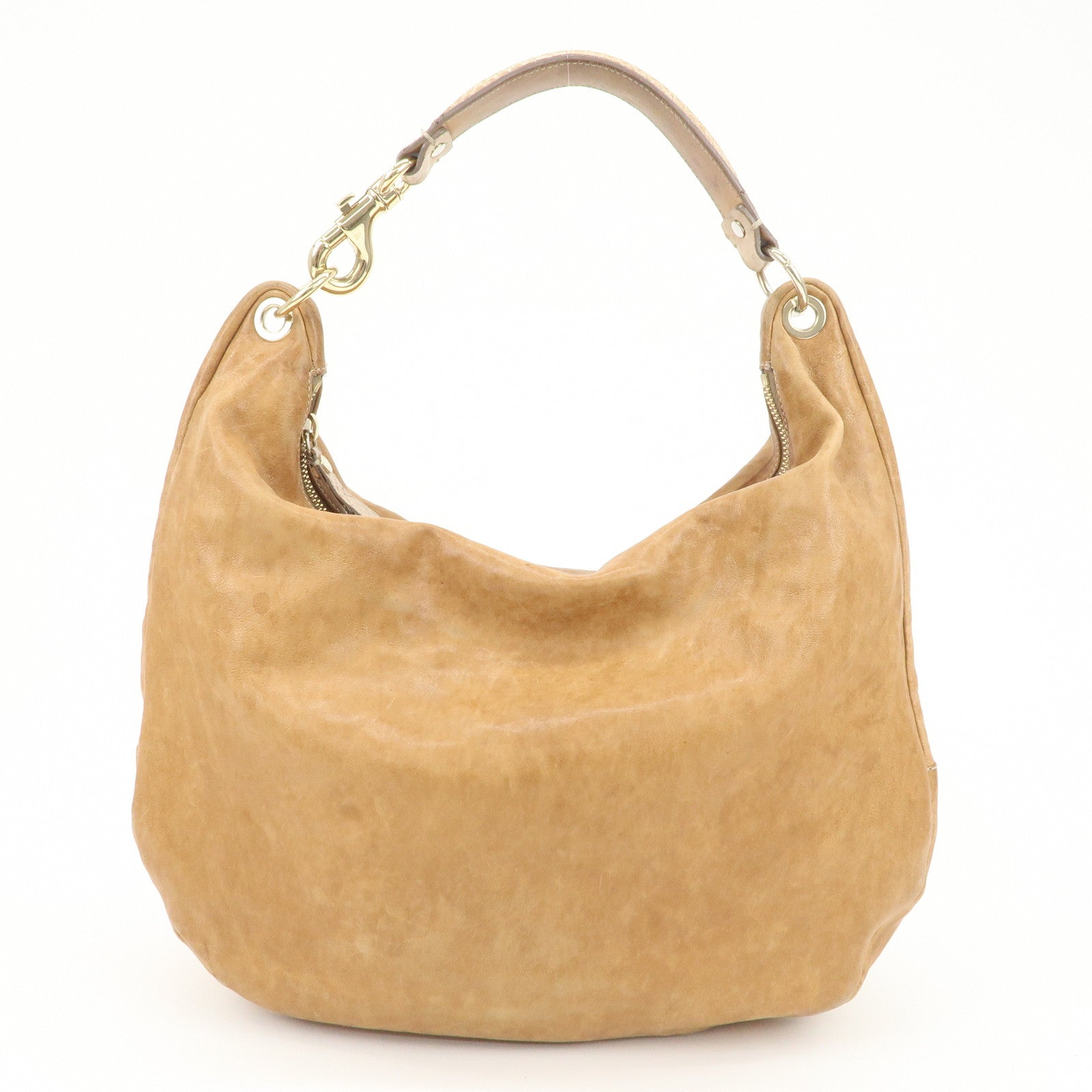 JIMMY CHOO Sky Bag Leather Shoulder Bag Hand Bag Brown