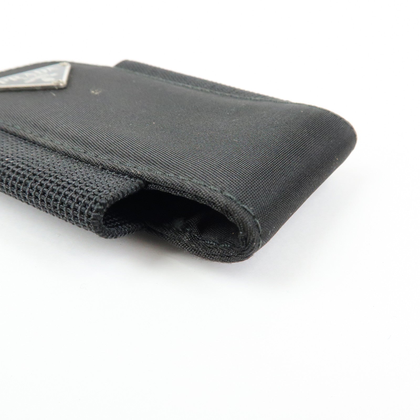 PRADA Triangle Logo Set of 4 Metal Key Case Bag Charm Black Gold