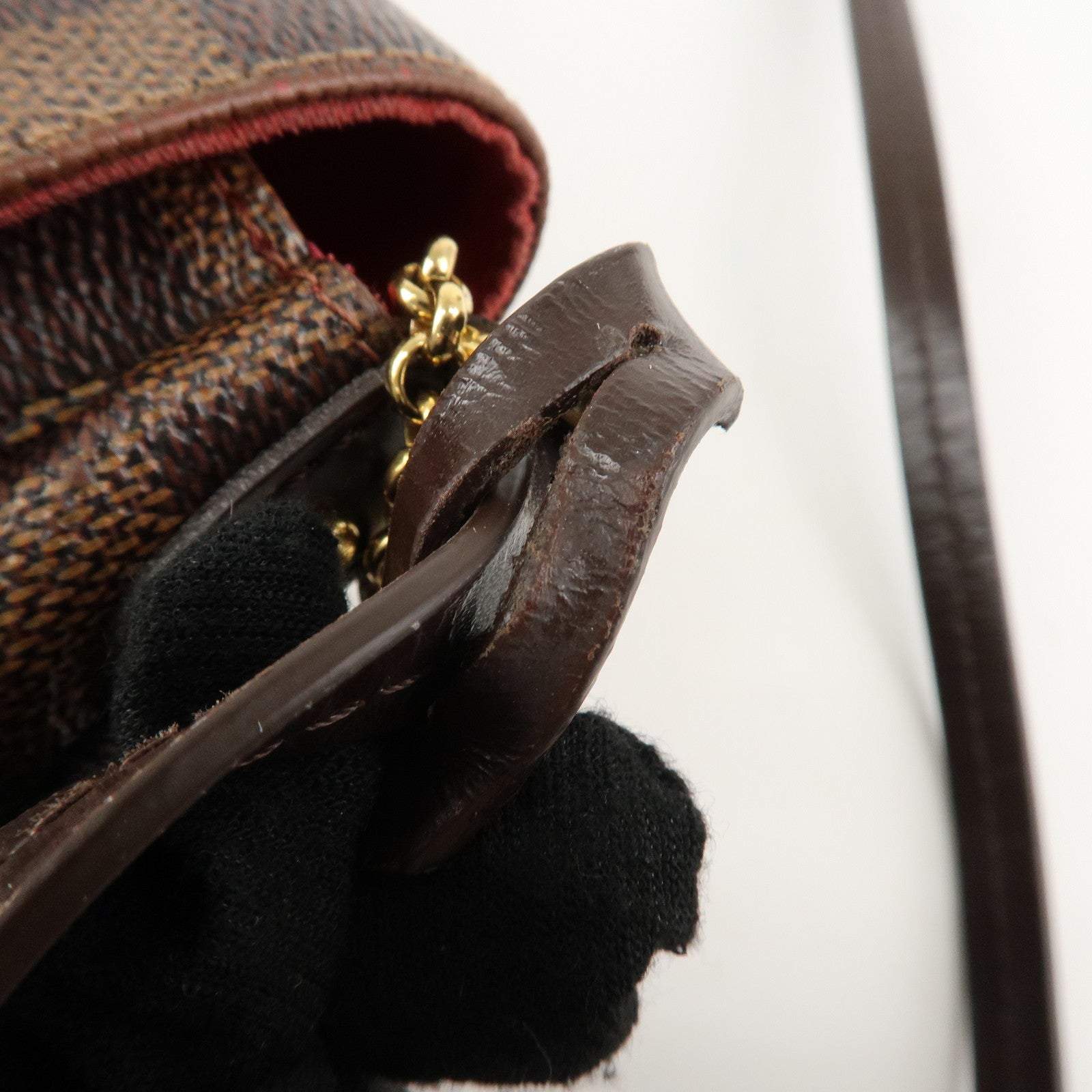 Louis Vuitton Damier Favorite MM Canvas Leather Shoulder Bag FL4126 Used