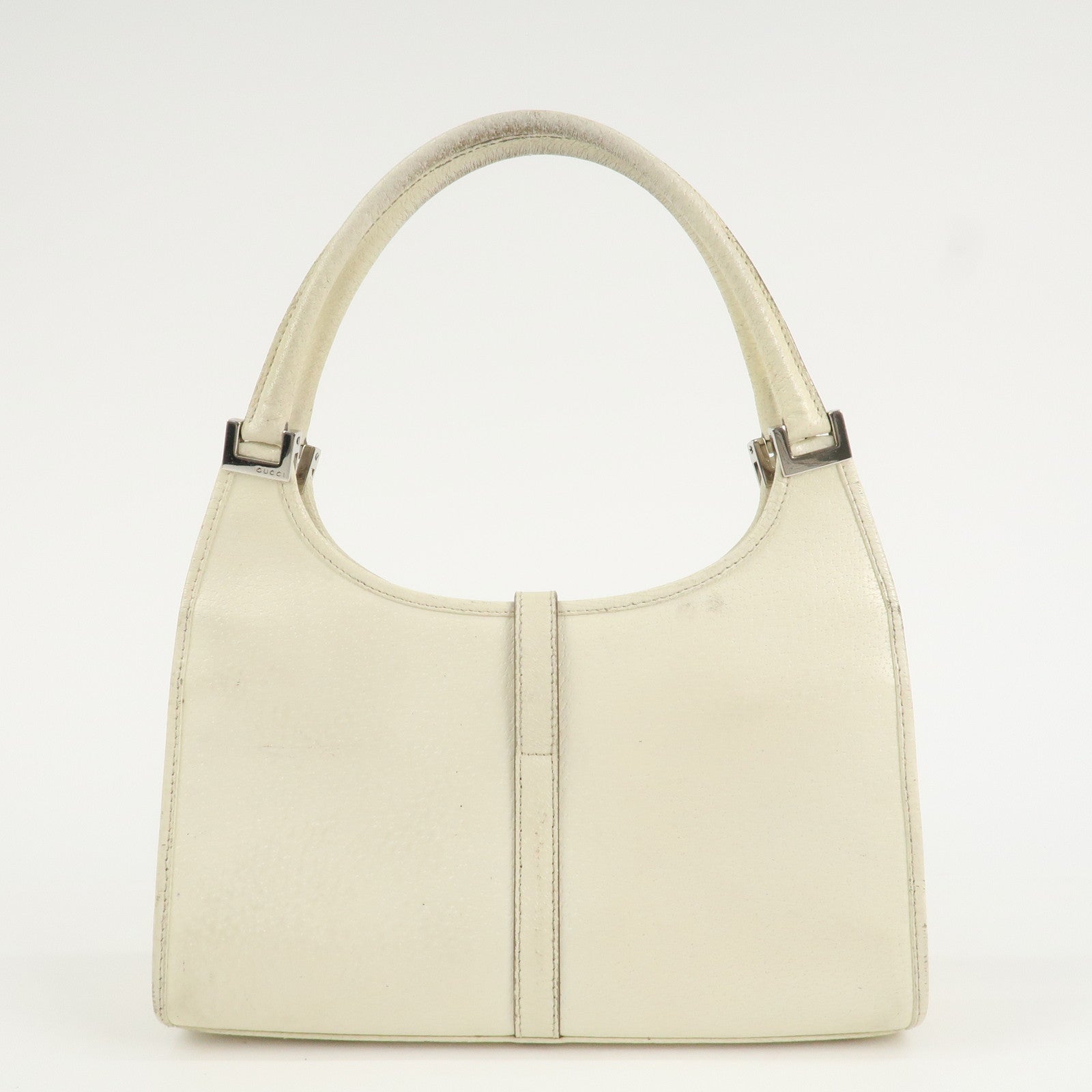 GUCCI Jackie Leather Shoulder Bag Hand Bag Ivory Silver HDW Used
