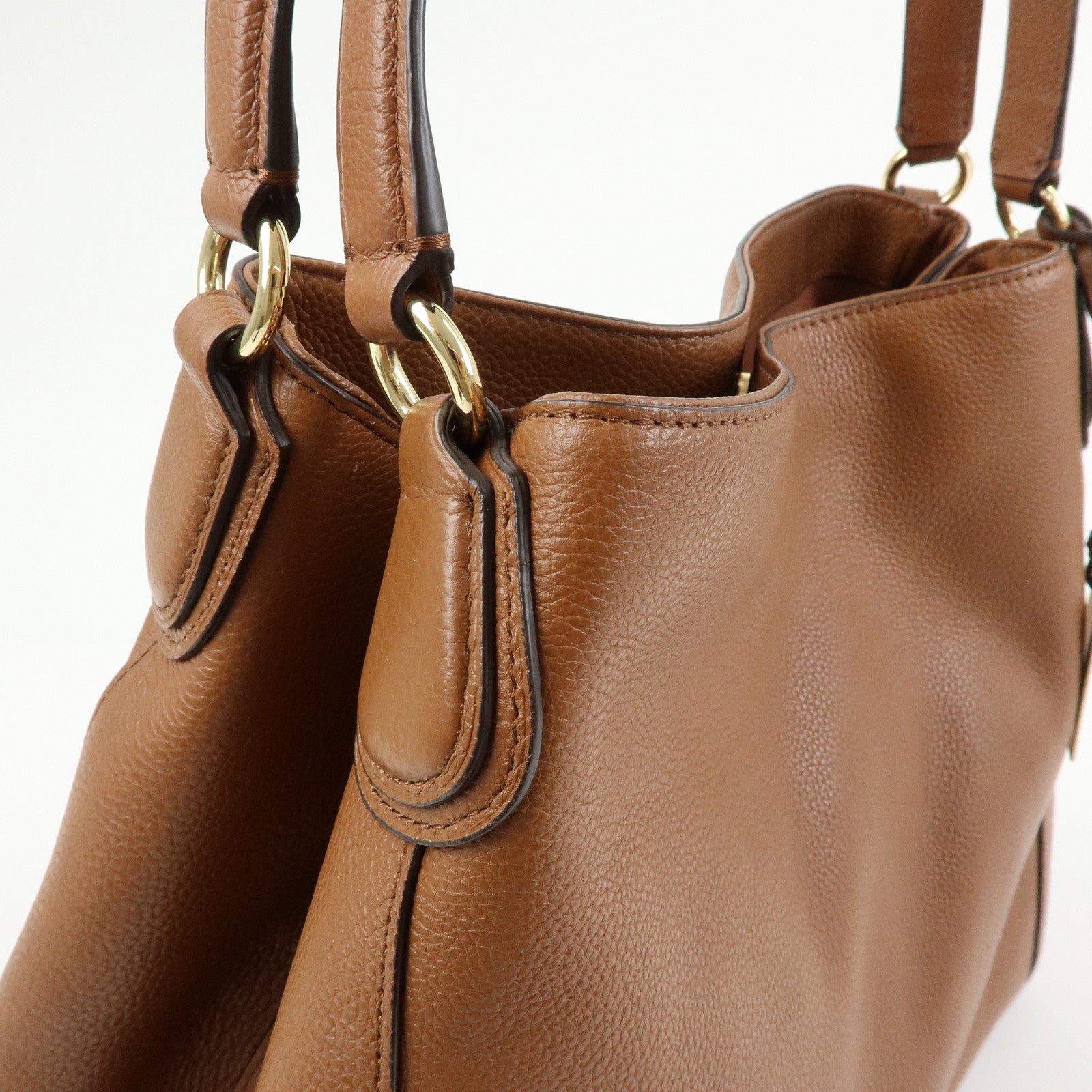 COACH Logo Leather Shoulder Bag Hand Bag Brown