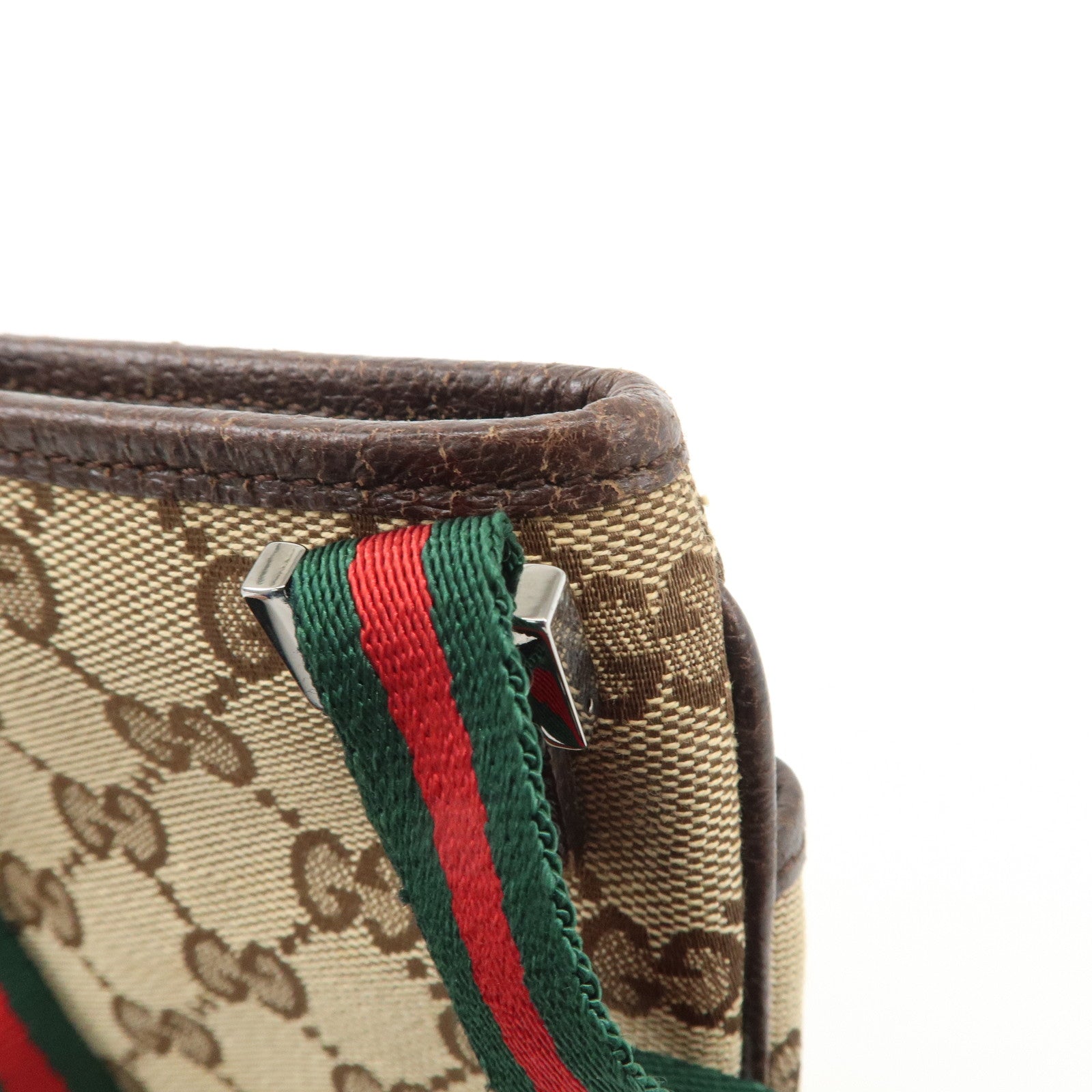 GUCCI Sherry GG Canvas Leather Shoulder Bag Beige Brown 141863 Used