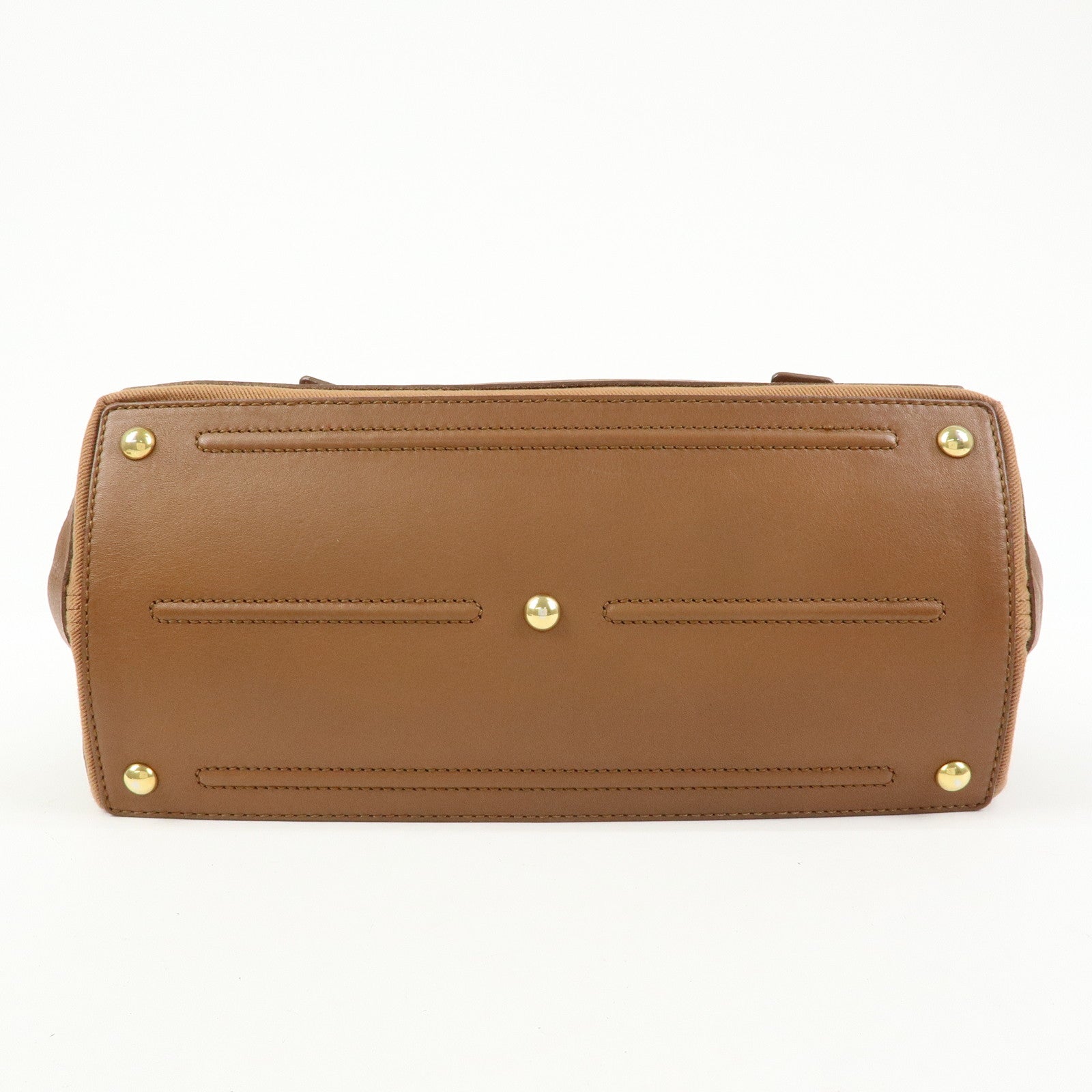 SAINT LAURENT PARIS Muse Two Leather Canvas Hand Bag Brown 229680