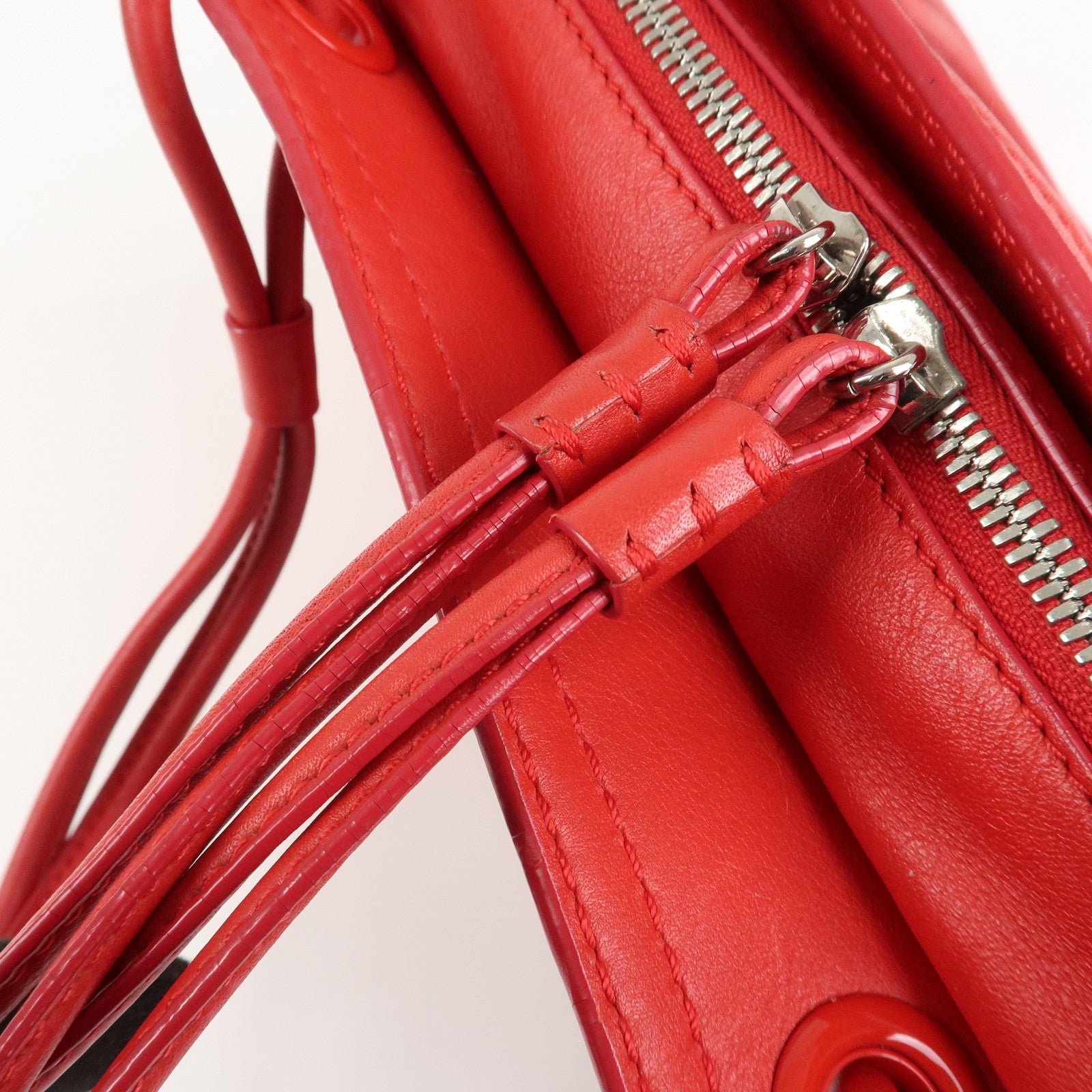 LOEWE Leather Tote Bag Shoulder Bag Hand Bag Red Used