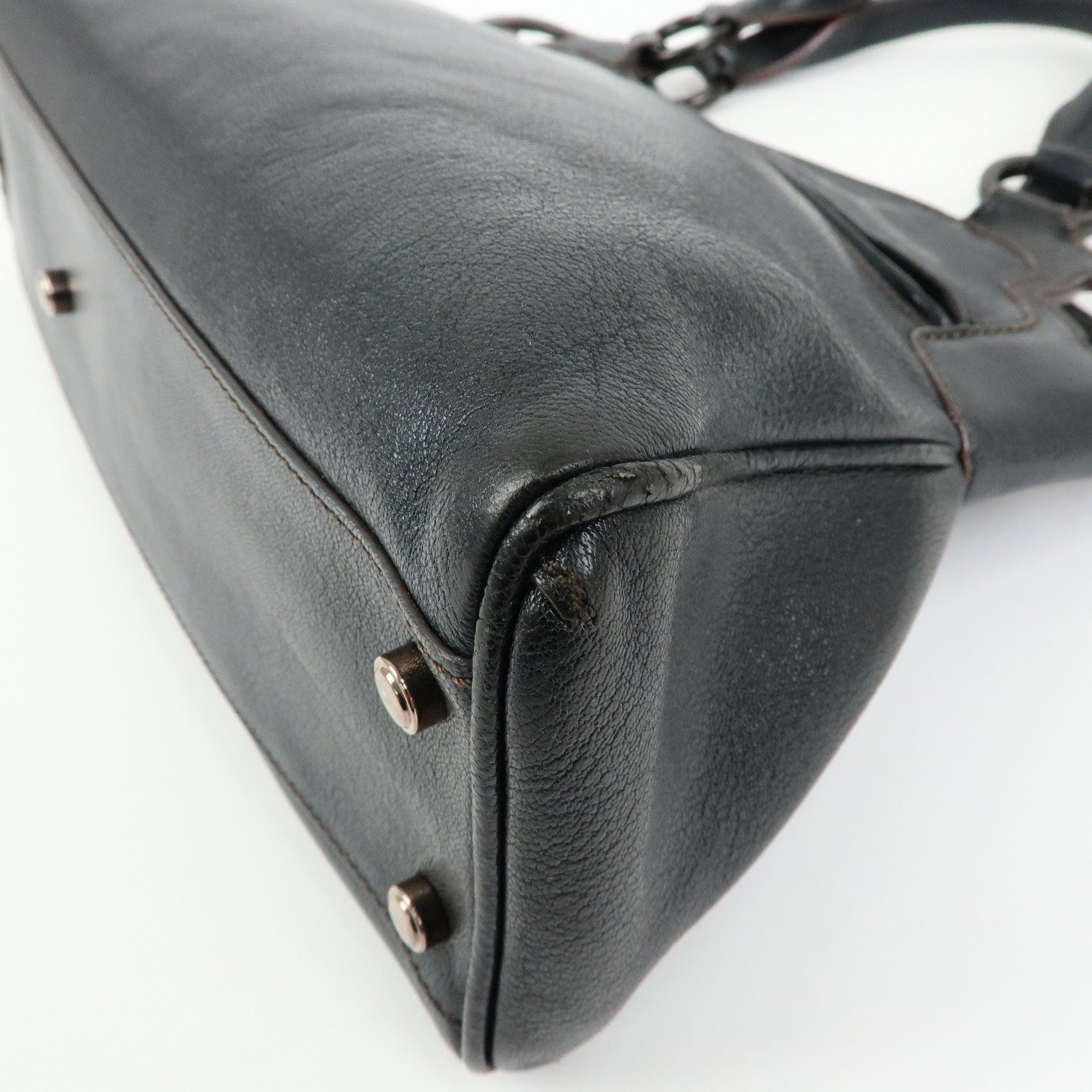 Cartier Marcello de Cartier Leather Hand Bag Tote Bag Black
