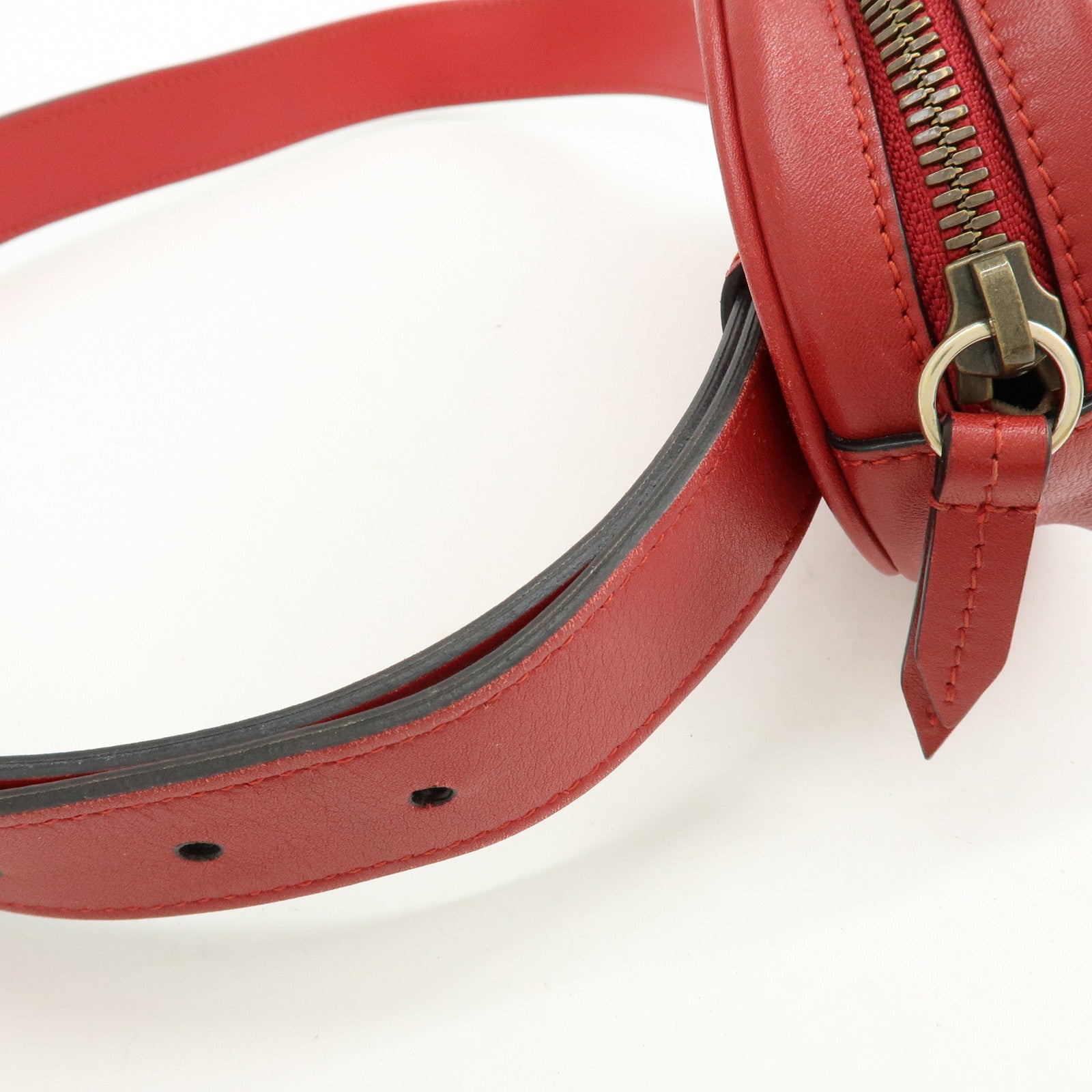 GUCCI GG Marmont Leather Waist Pouch Body Bag Red 476434