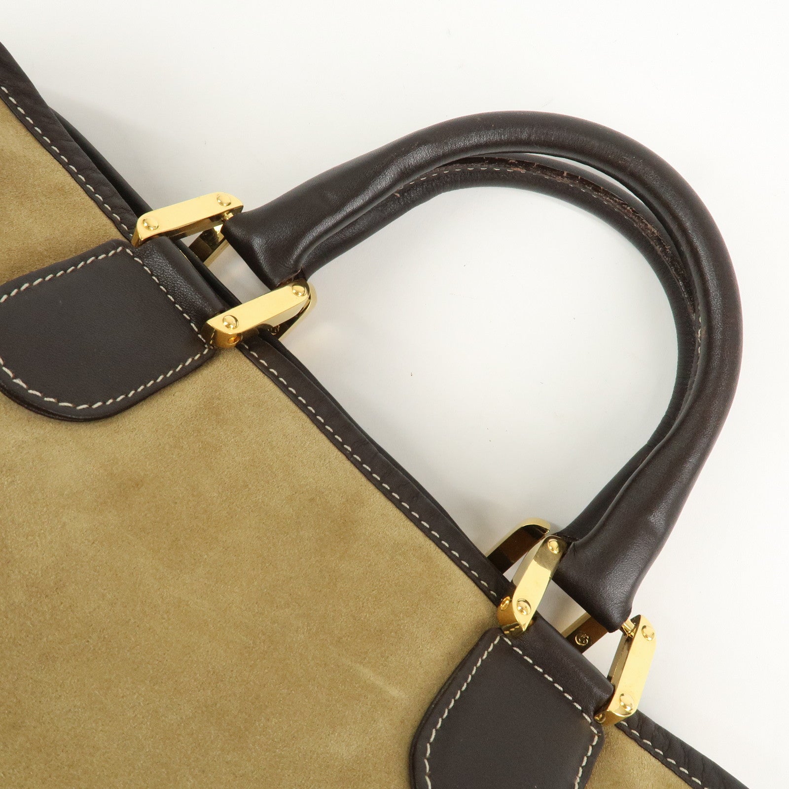 LOEWE Anagram Leather Amazona 40 Hand Bag Beige Brown