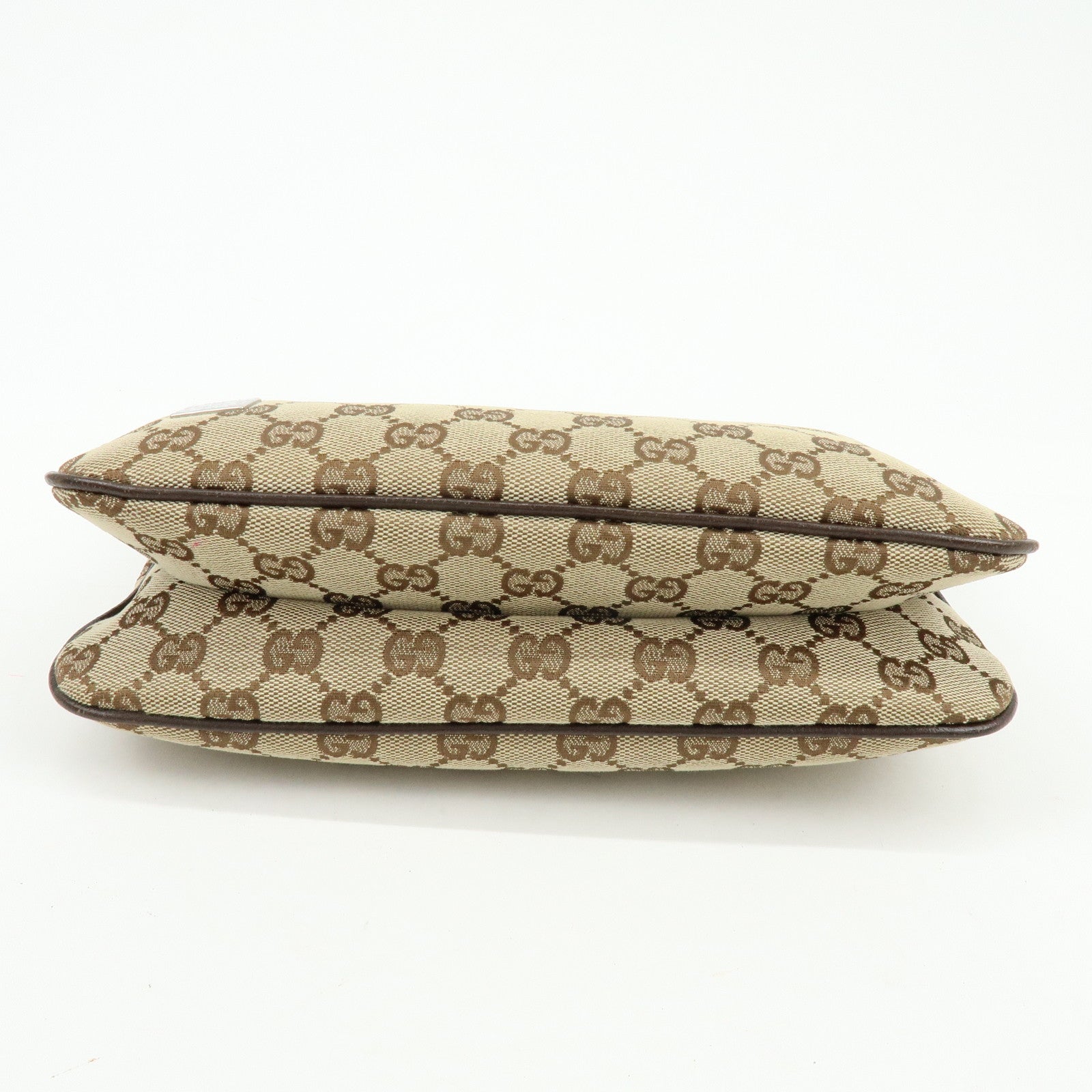 GUCCI Sherry Line GG Canvas Leather Hand Bag Beige Brown 145812