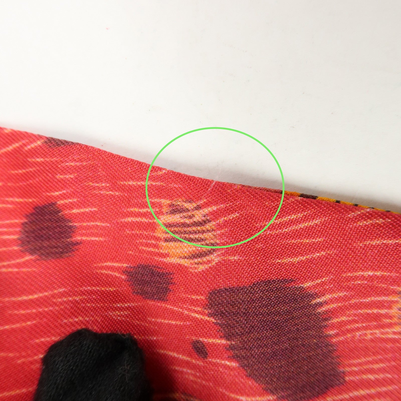 HERMES Twilly Silk 100% Scarf PELAGES ET CAMOUFLAGE Orange Red