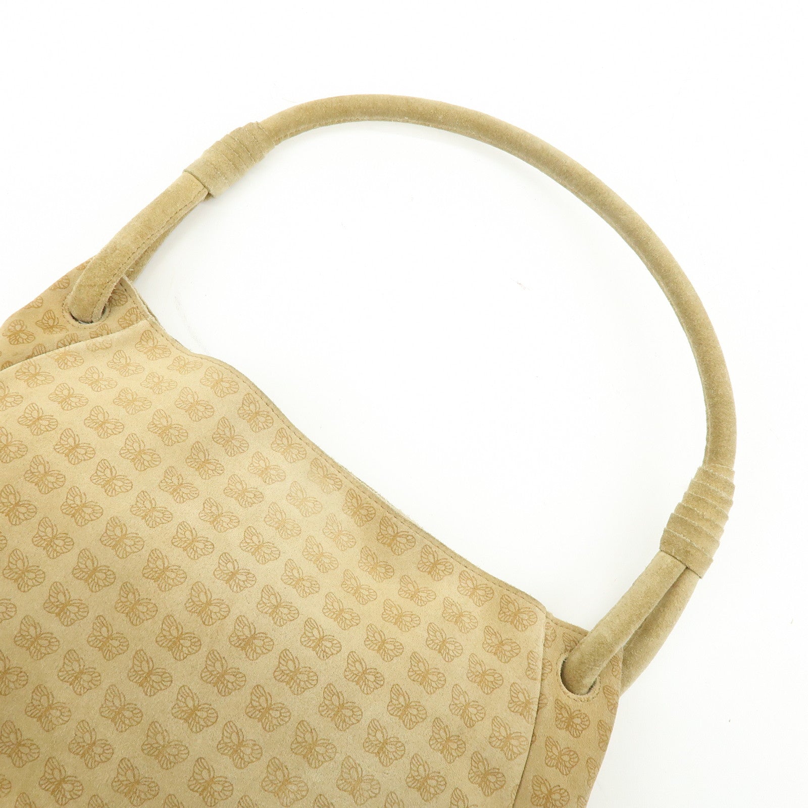 BOTTEGA VENETA Suede Butterfly Shoulder Bag Hand Bag Beige